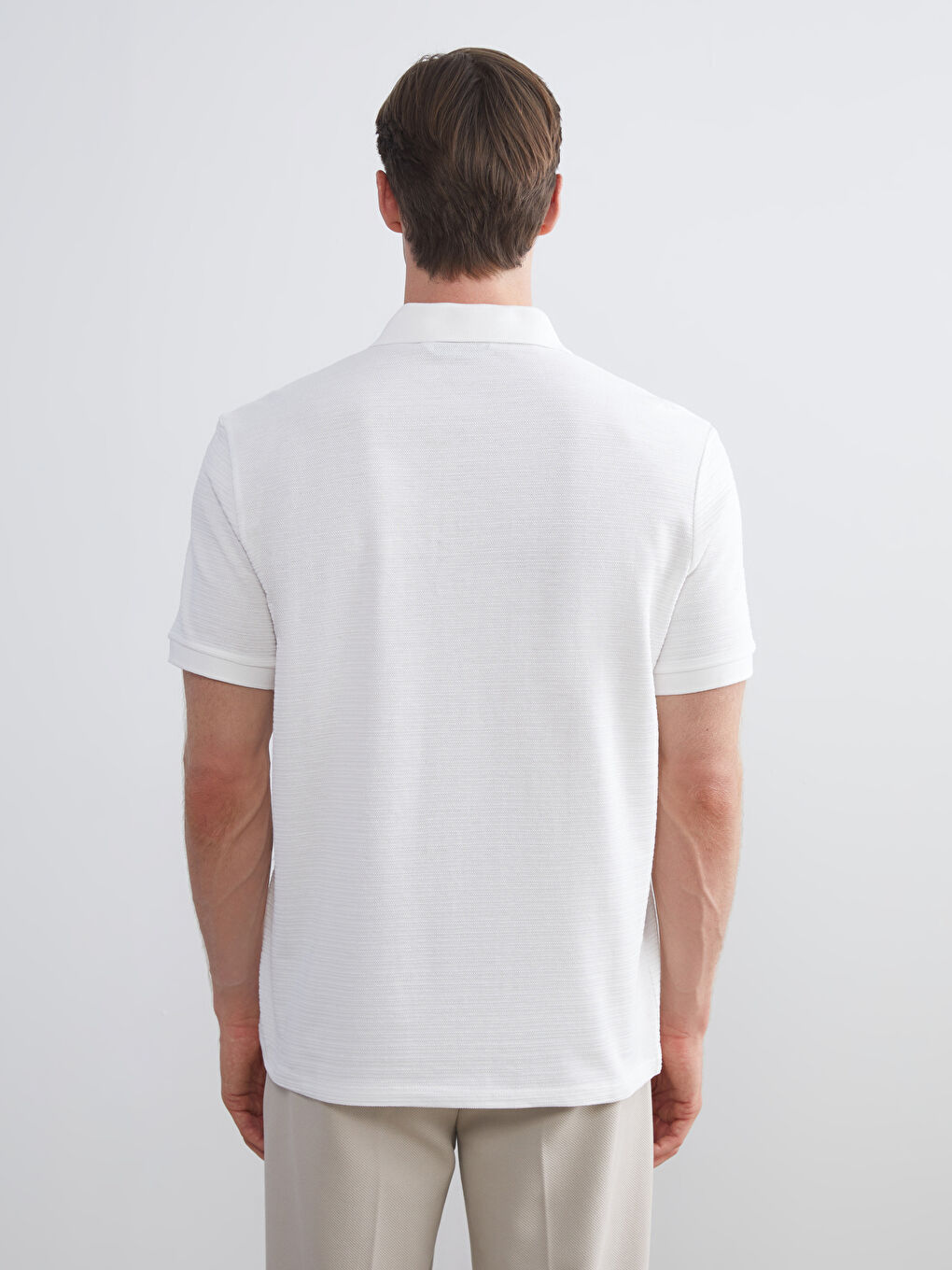 Ekru Polo Yaka Erkek Tişört-3