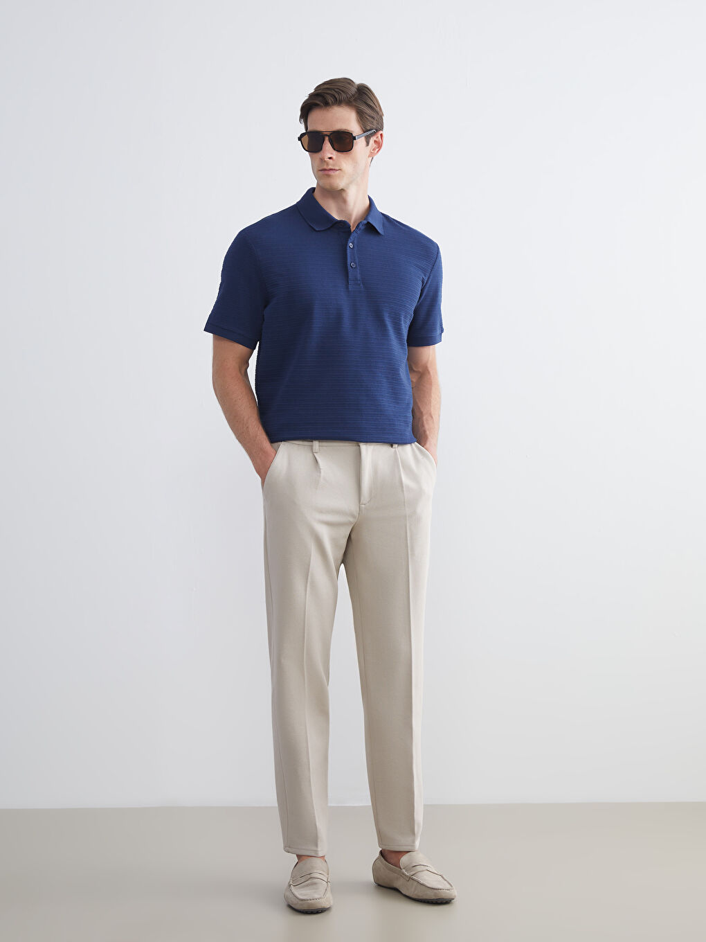 Lacivert Polo Yaka Erkek Tişört-1