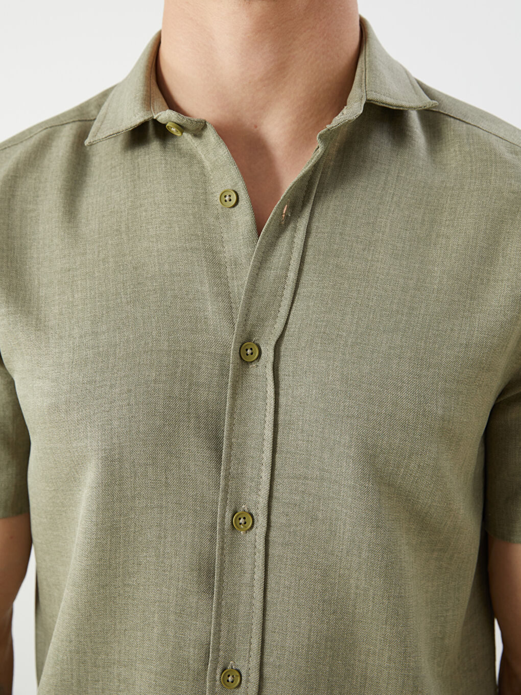 Yeşil Regular Fit Kısa Kollu Erkek Gömlek-6