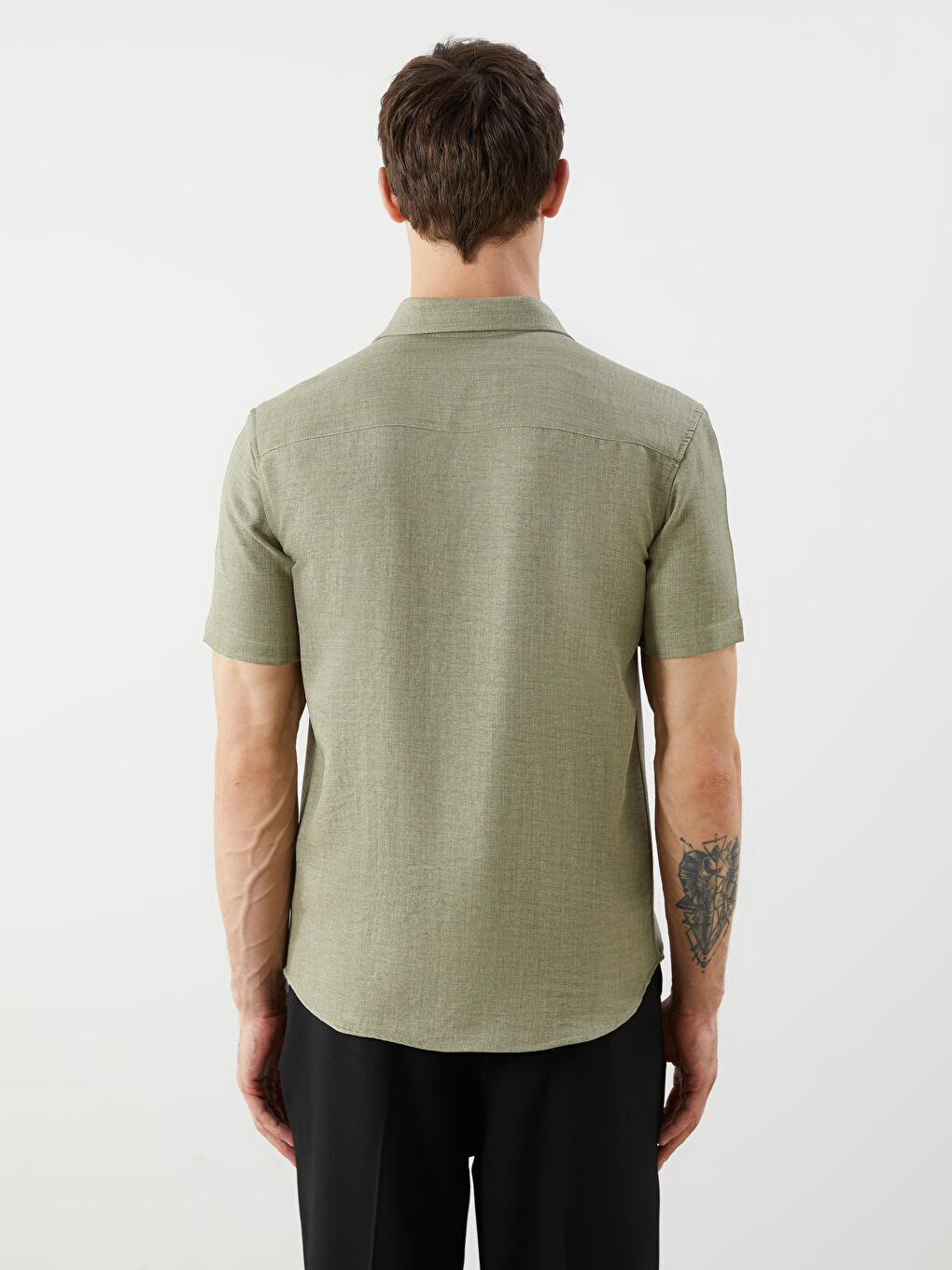 Yeşil Regular Fit Kısa Kollu Erkek Gömlek-8