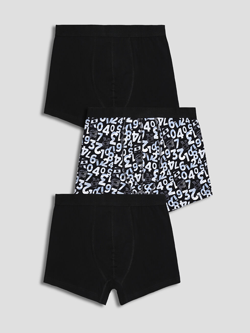 سراويل بوكسر قطن مطاطي بقصة عادية للرجال - ٣ قطع