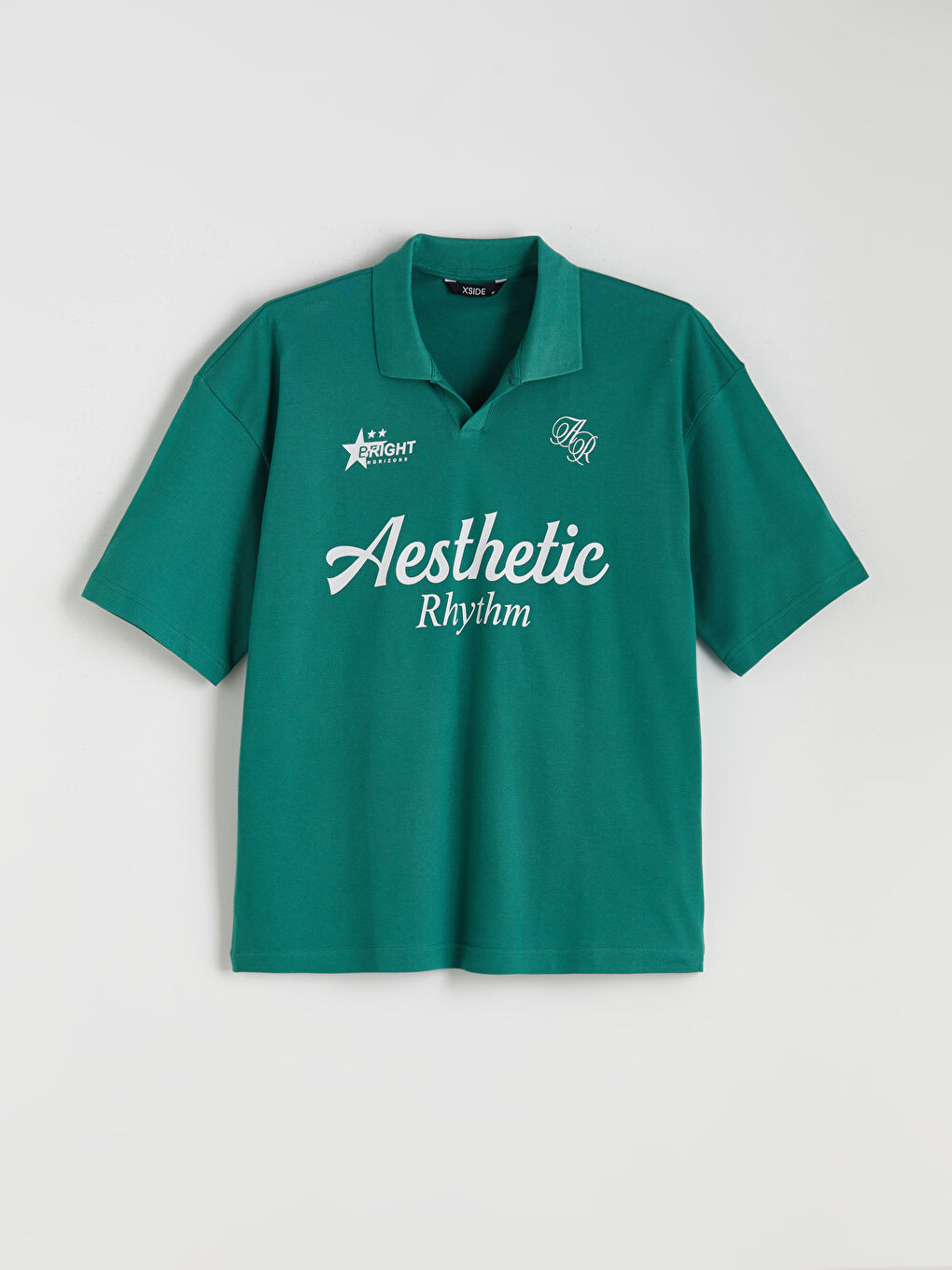 Yeşil Polo Yaka Baskılı Pike Erkek Tişört-4