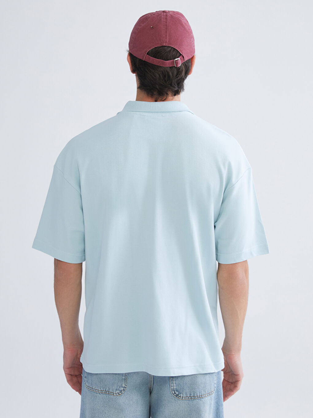 Mavi Polo Yaka Baskılı Pike Erkek Tişört-3