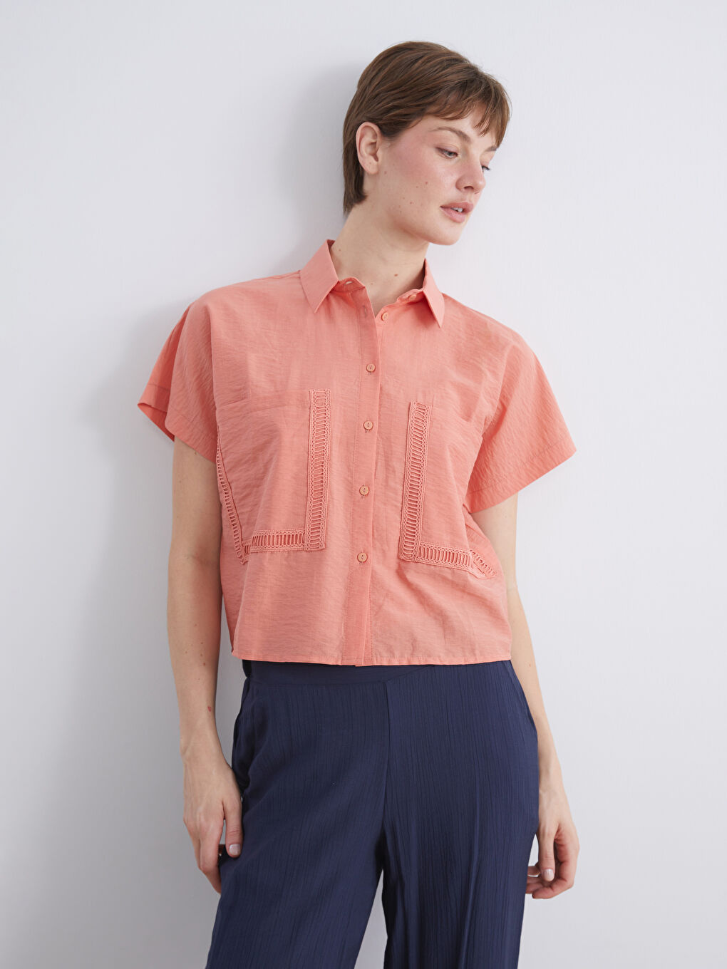 Turuncu Loose Fit Kadın Gömlek