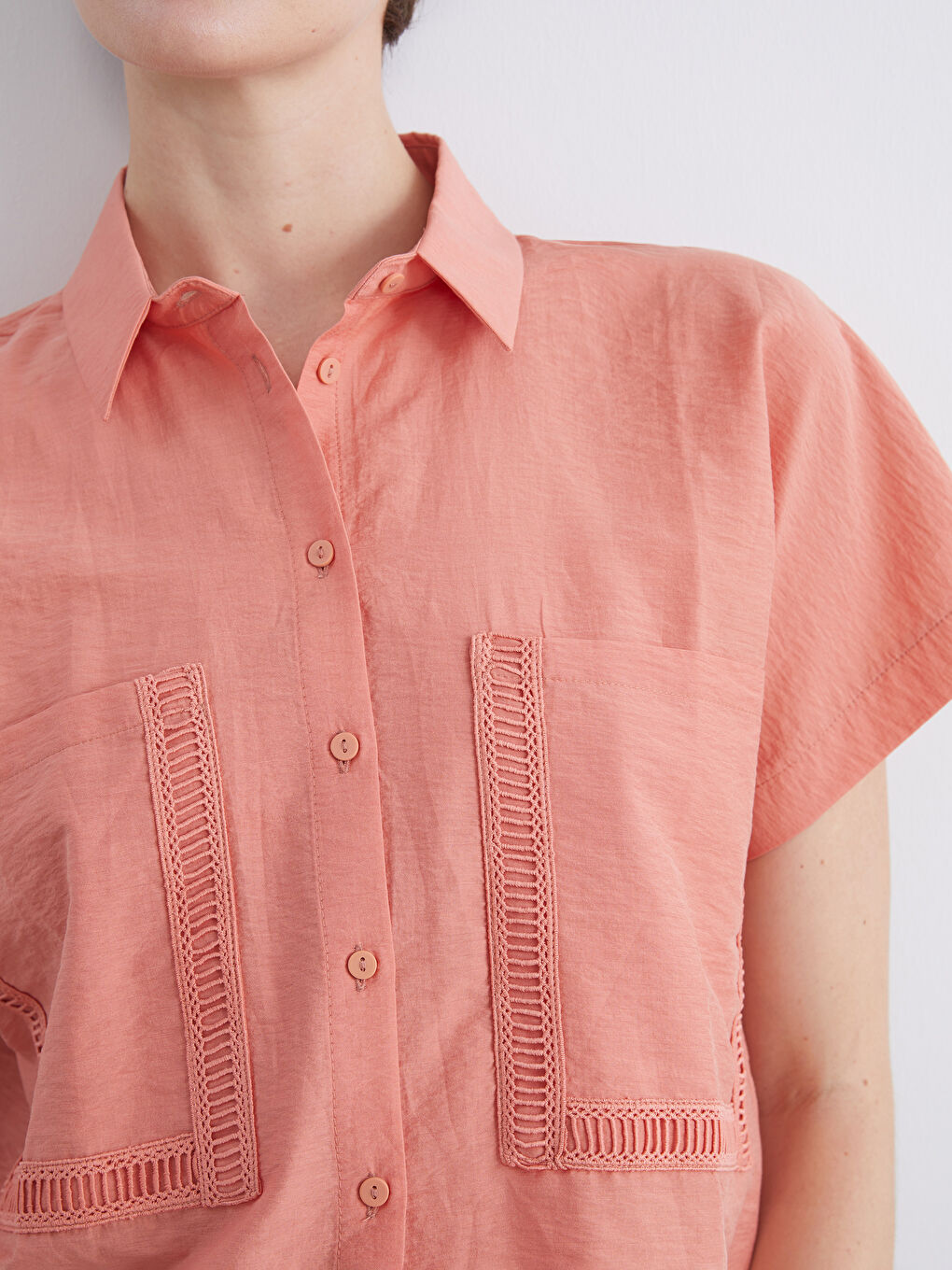 Turuncu Loose Fit Kadın Gömlek-1