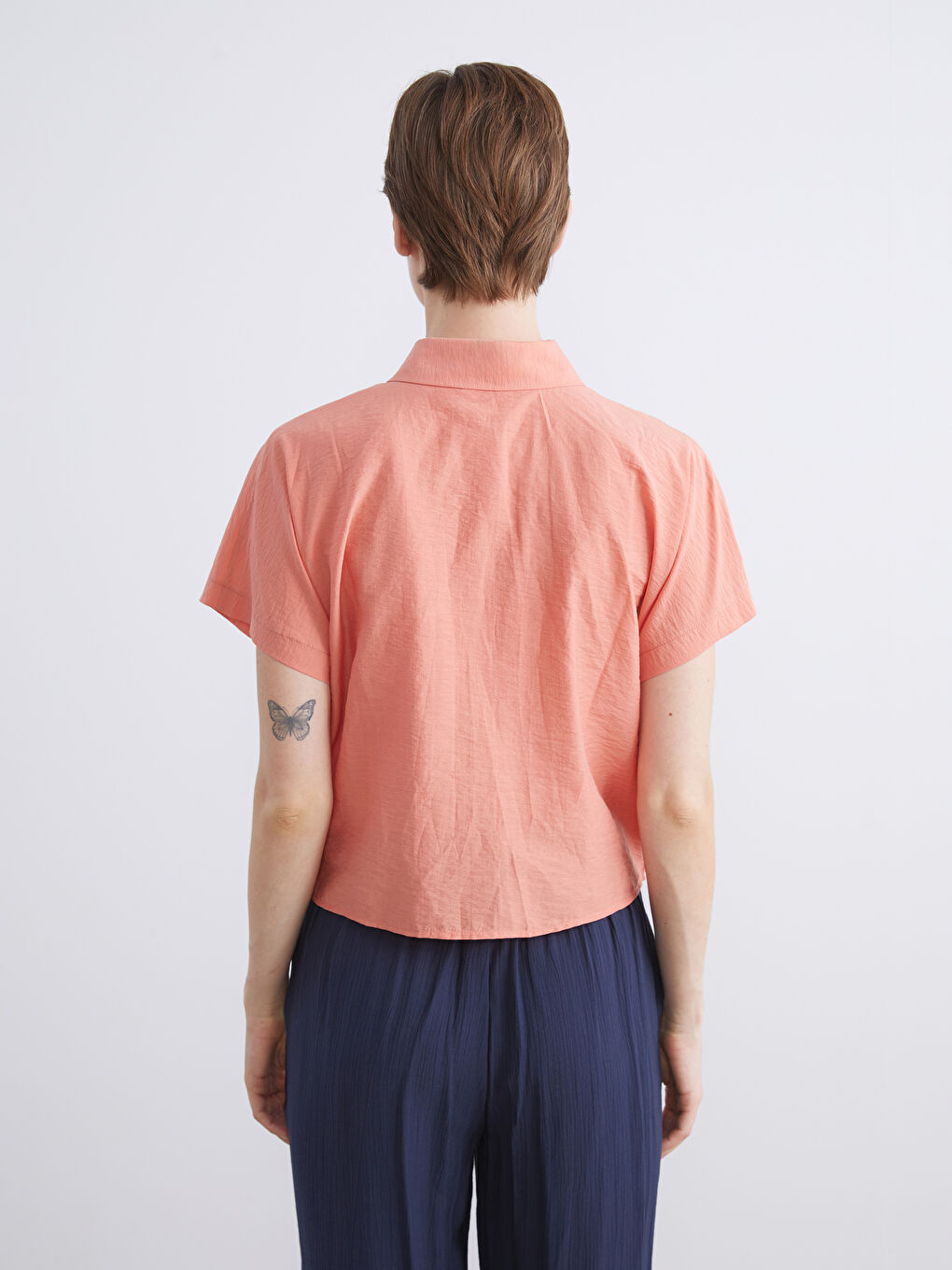 Turuncu Loose Fit Kadın Gömlek-2