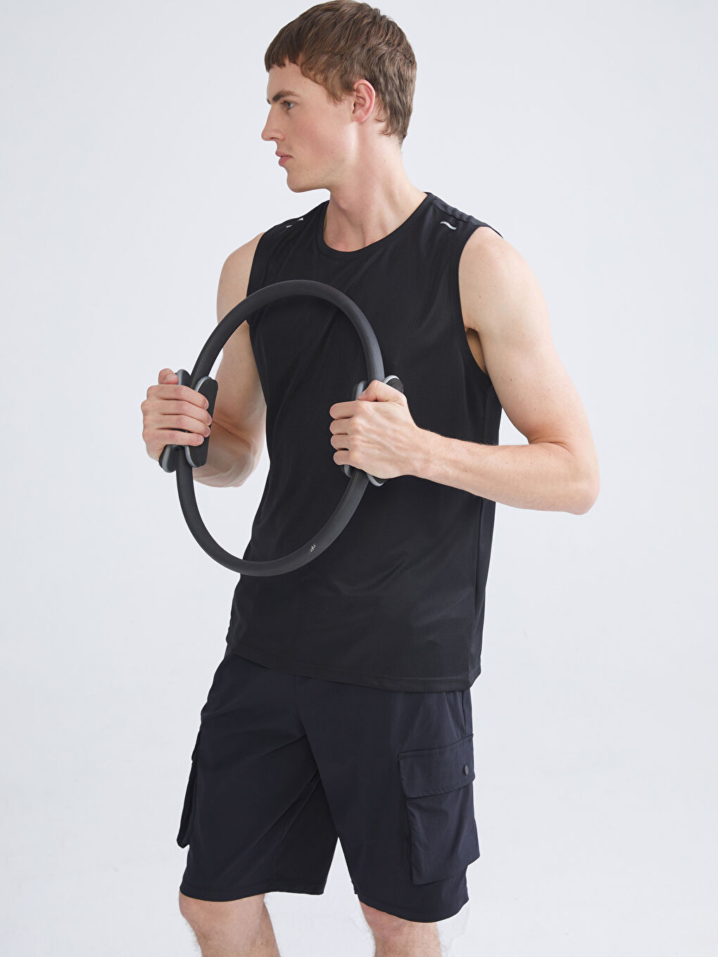 Siyah Bisiklet Yaka Erkek Kolsuz Tişört