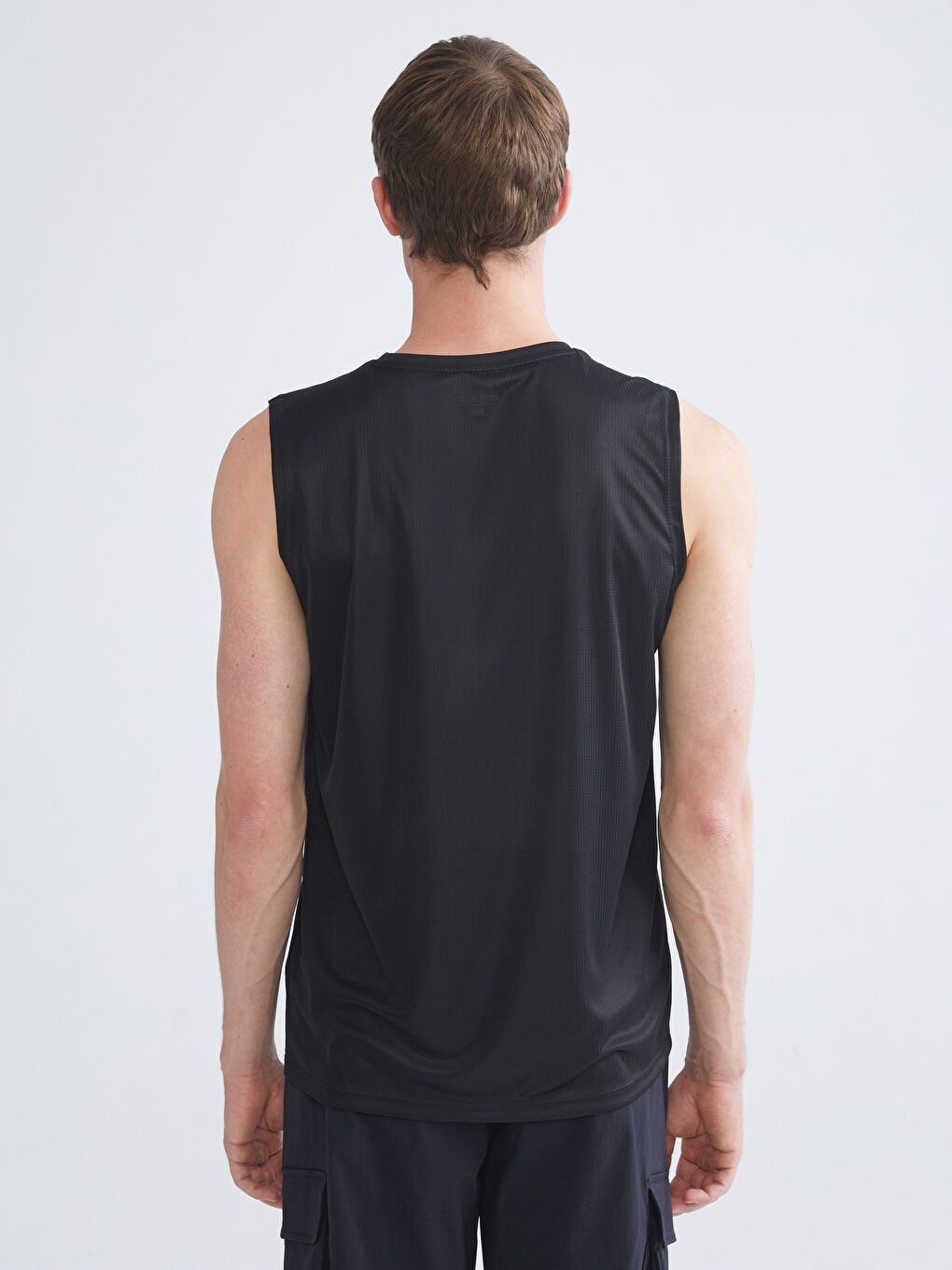 Siyah Bisiklet Yaka Erkek Kolsuz Tişört-3