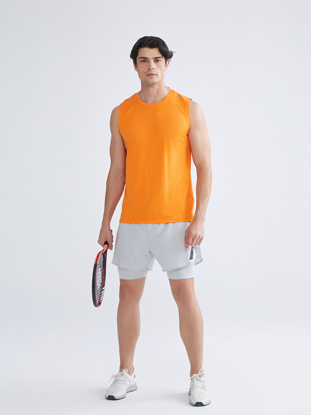 Turuncu Bisiklet Yaka Erkek Kolsuz Tişört-1