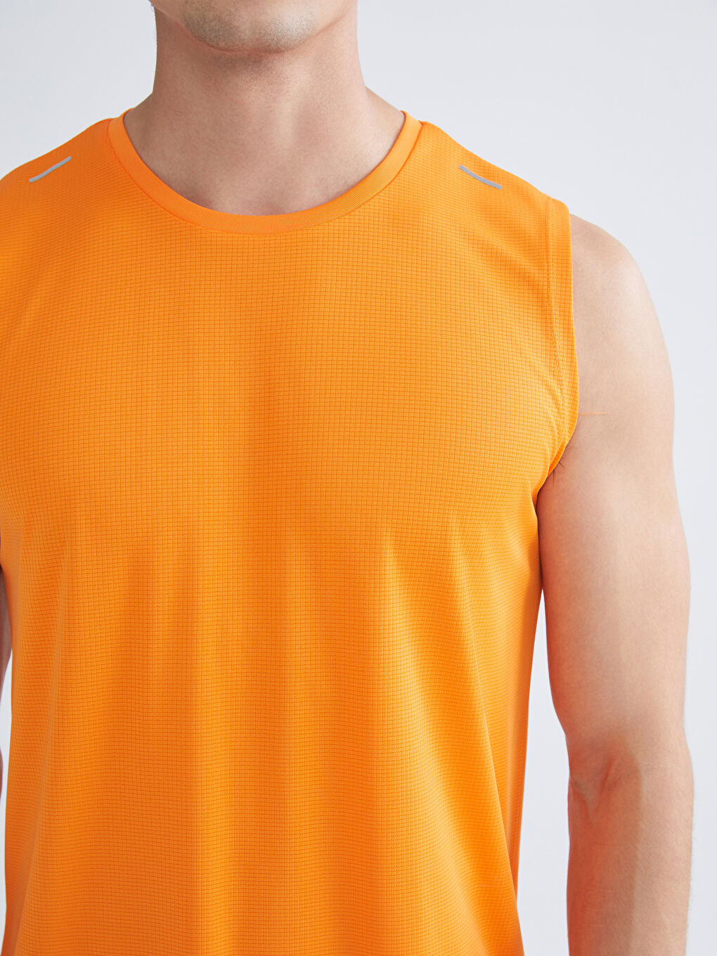 Turuncu Bisiklet Yaka Erkek Kolsuz Tişört-2