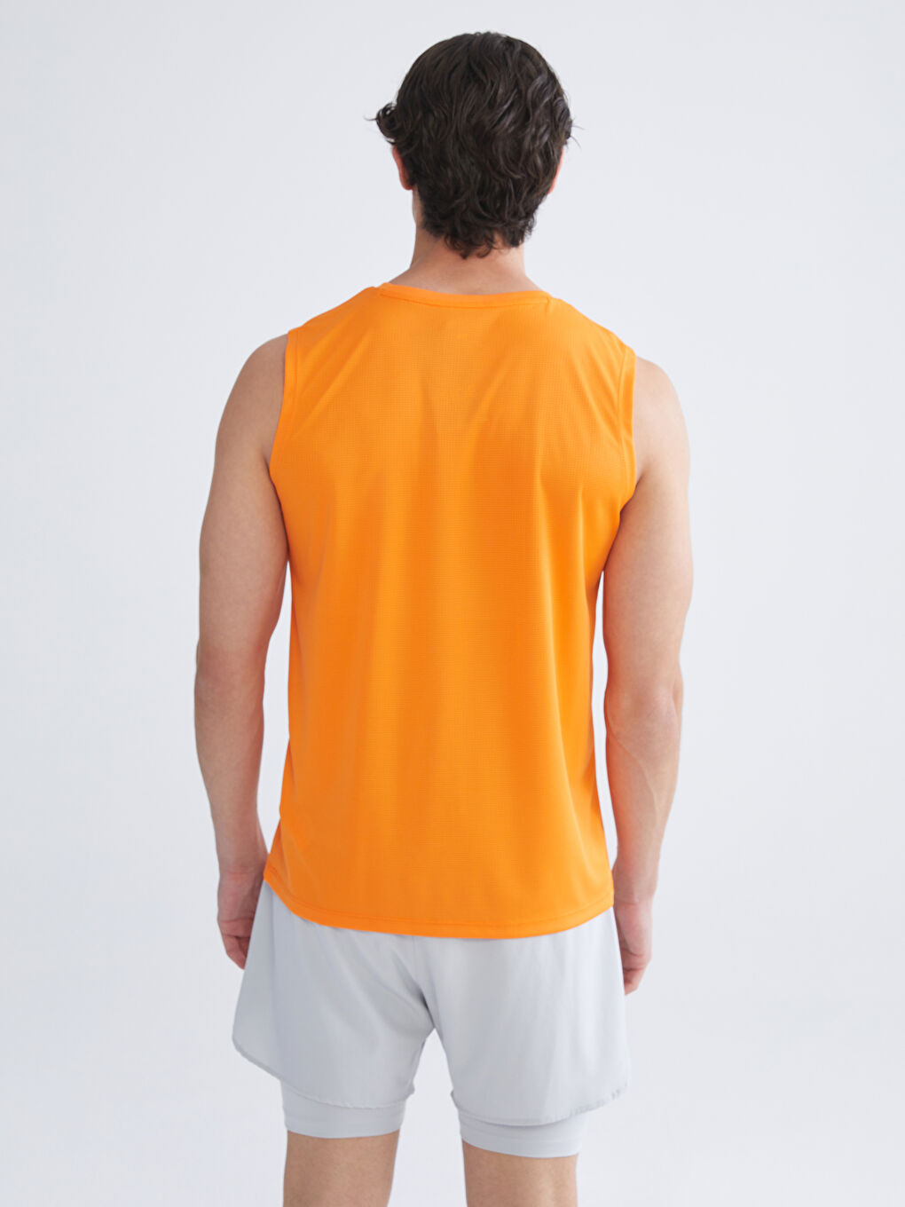 Turuncu Bisiklet Yaka Erkek Kolsuz Tişört-3