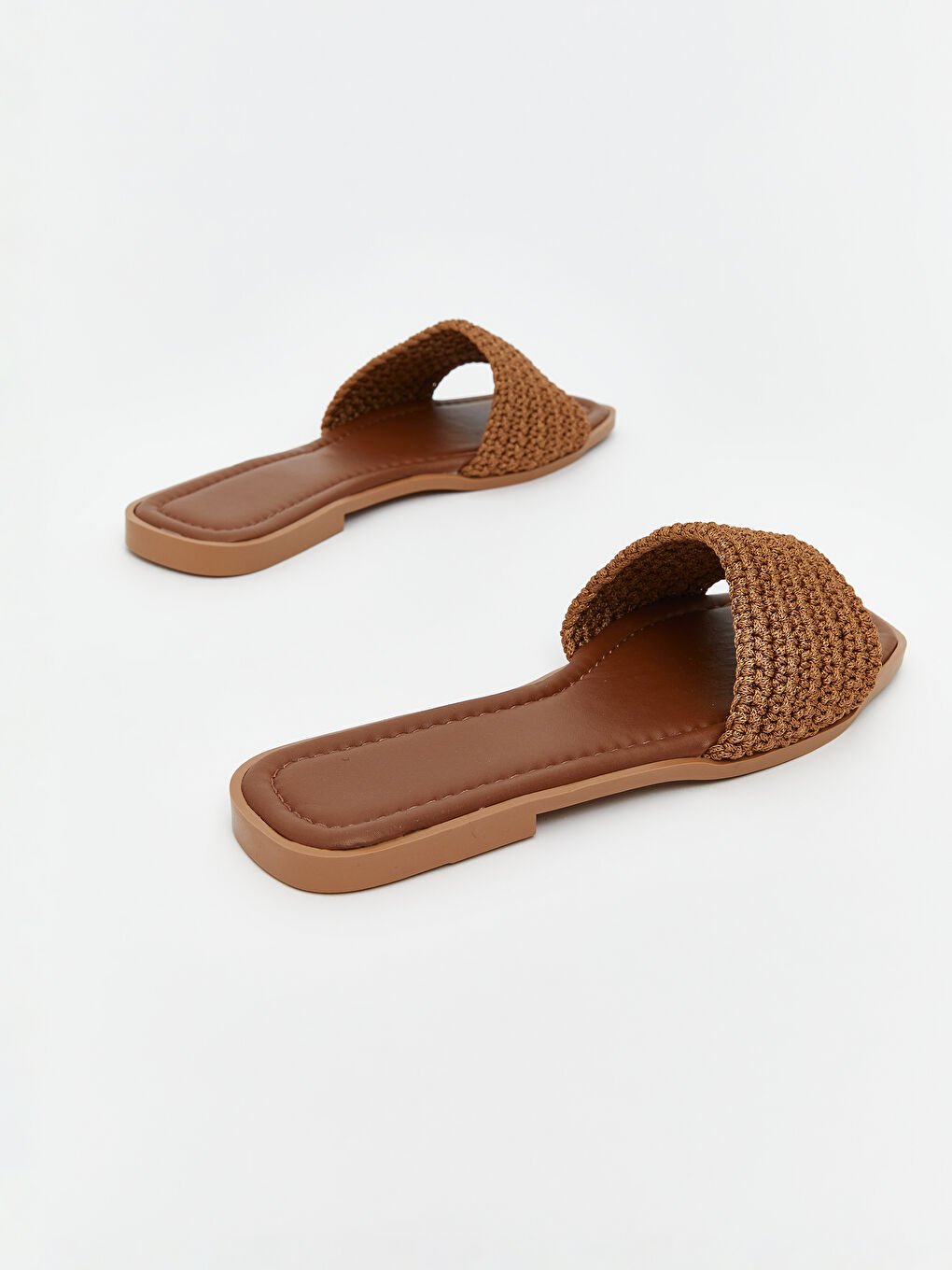 Bej Örgü Detaylı Kadın Terlik-4