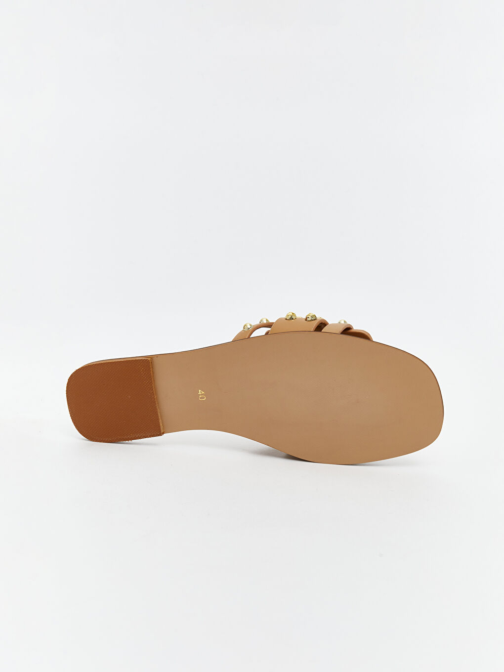 Bej Deri Görünümlü Kadın Terlik-3