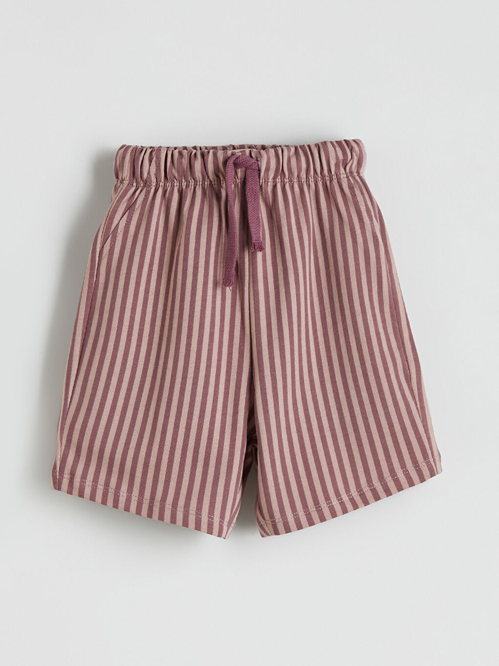 Mor Beli Lastikli Çizgili Erkek Çocuk Şort