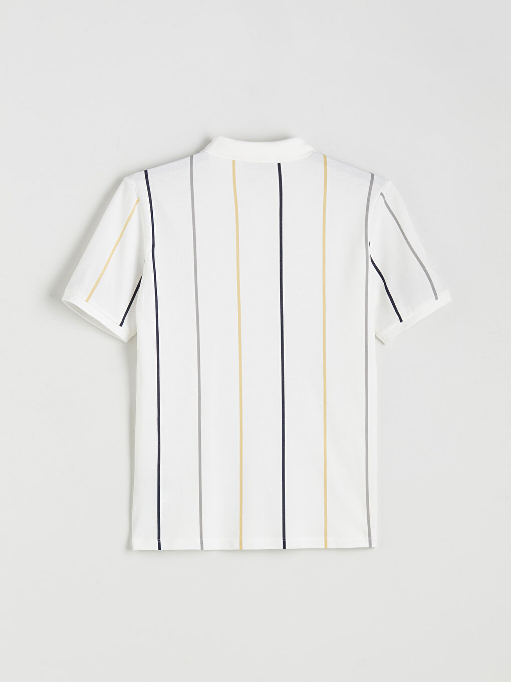 Ekru Polo Yaka Çizgili Pike Erkek Tişört-1