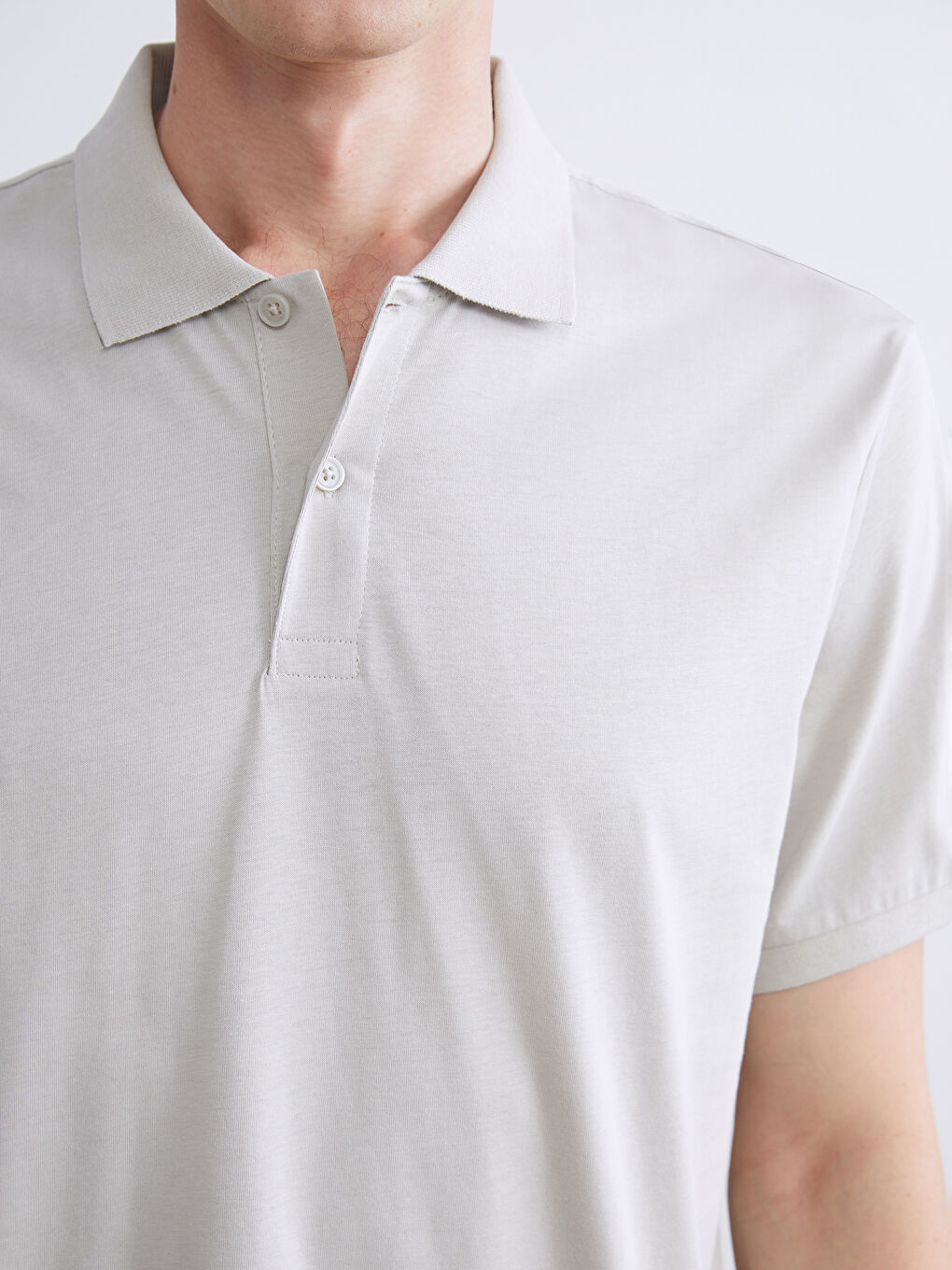 Bej Polo Yaka Penye Erkek Tişört-2