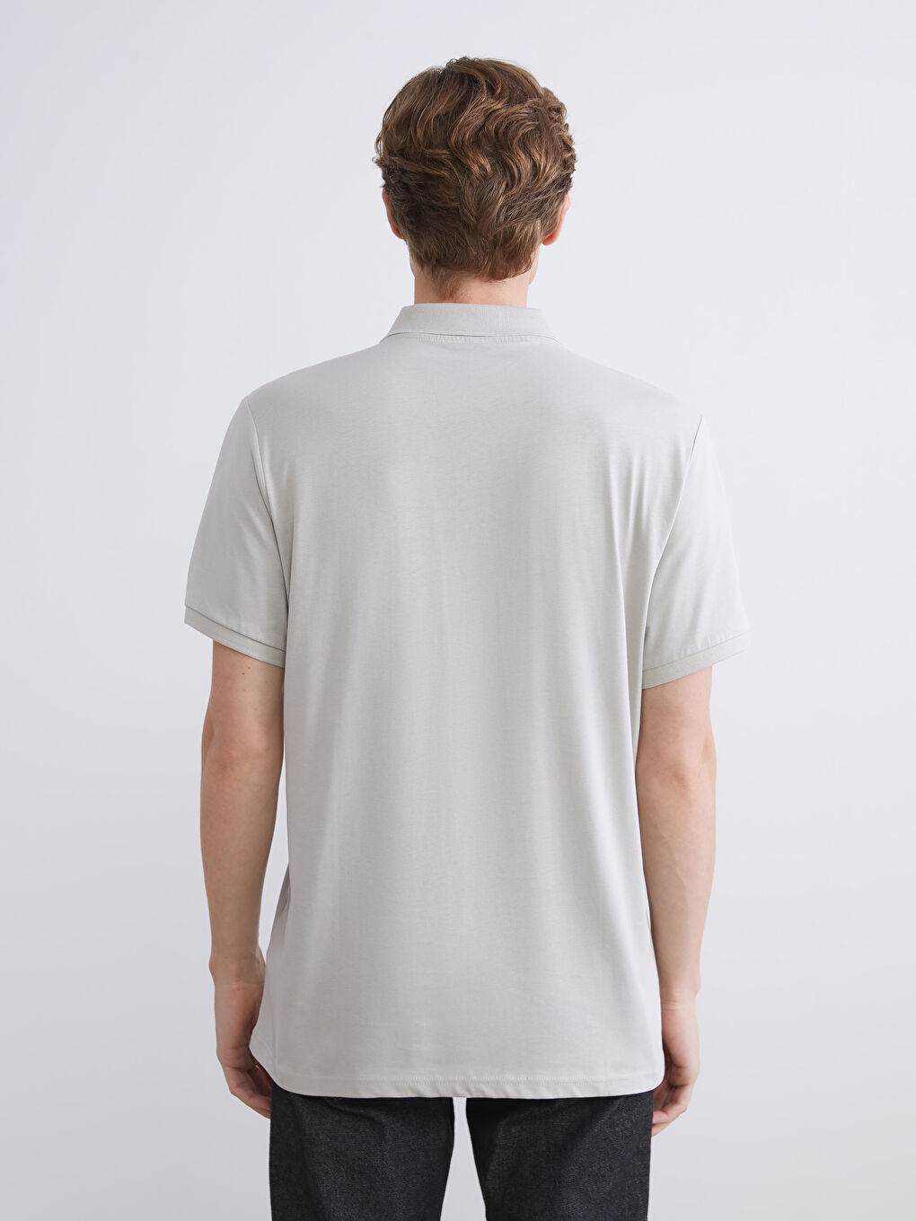 Bej Polo Yaka Penye Erkek Tişört-3