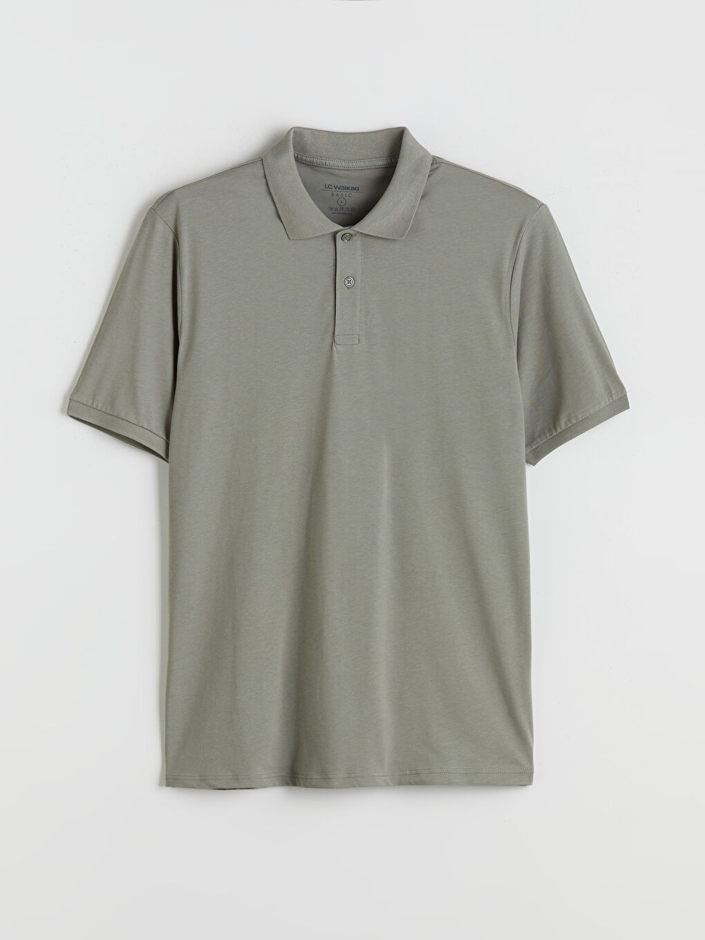 Haki Polo Yaka Penye Erkek Tişört-4