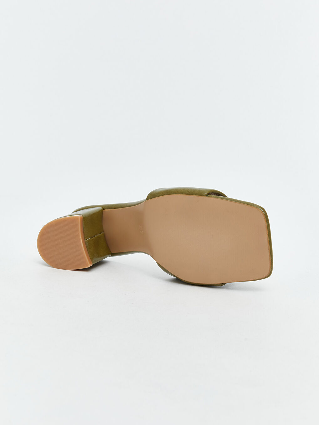 Yeşil Deri Görünümlü Kadın Topuklu Terlik-4