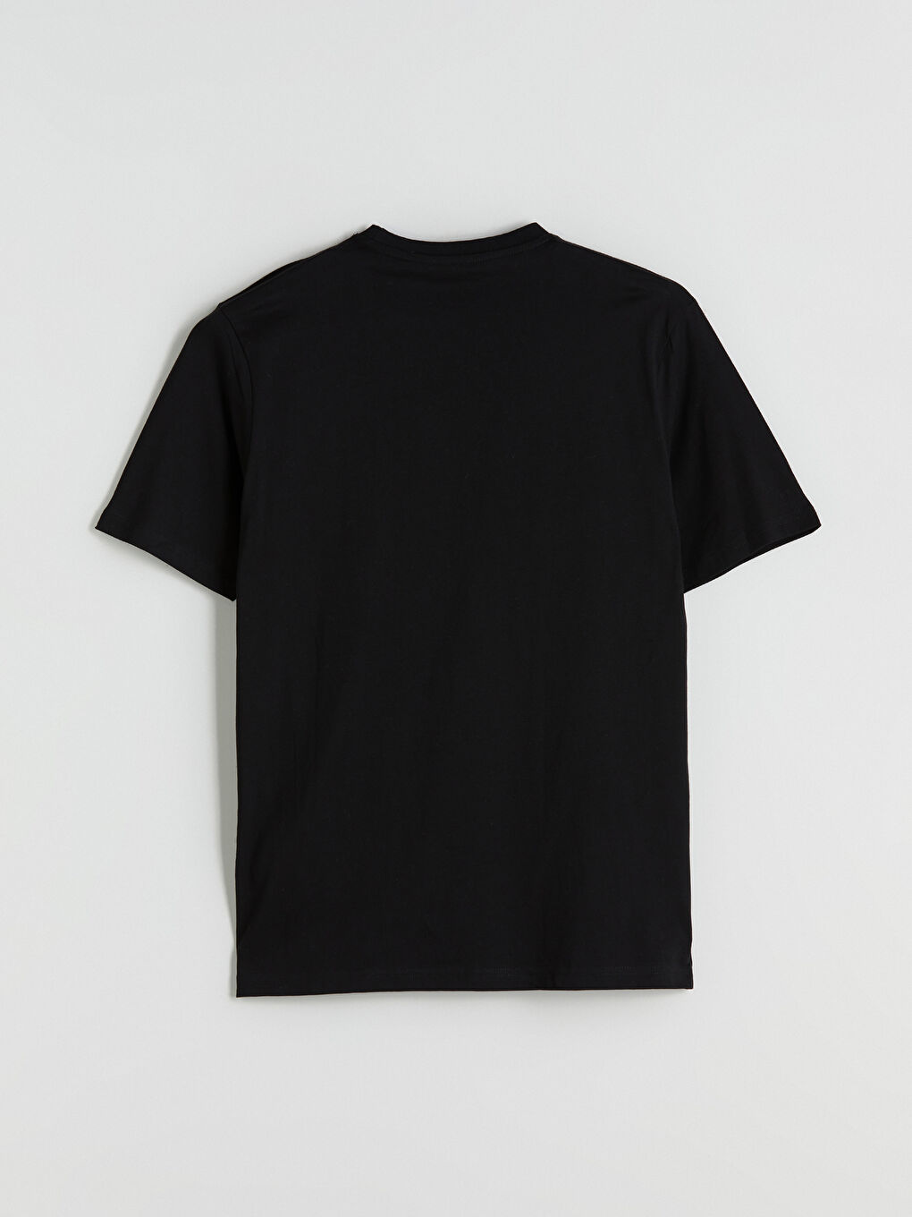 Siyah Bisiklet Yaka Baskılı Penye Erkek Tişört-5