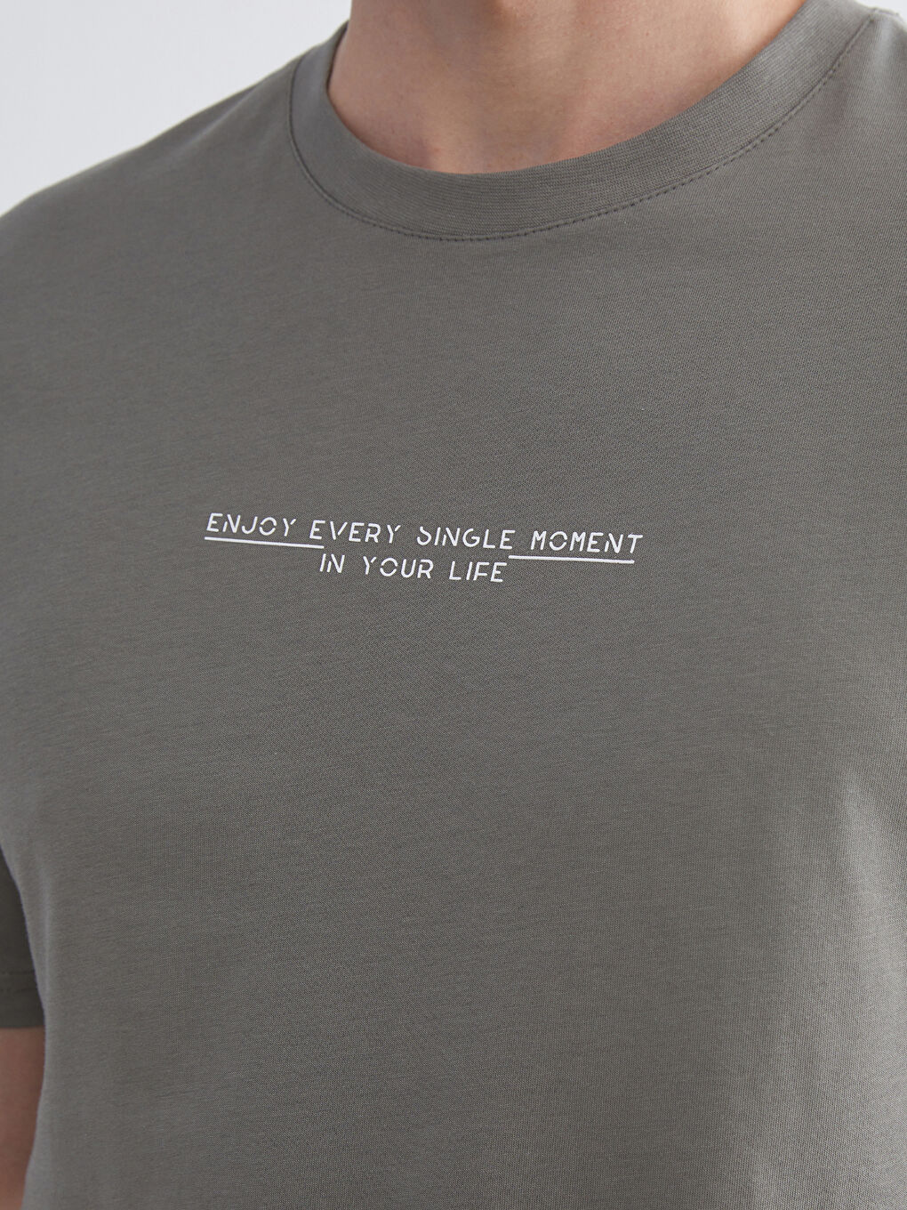 Yeşil Bisiklet Yaka Baskılı Penye Erkek Tişört-2