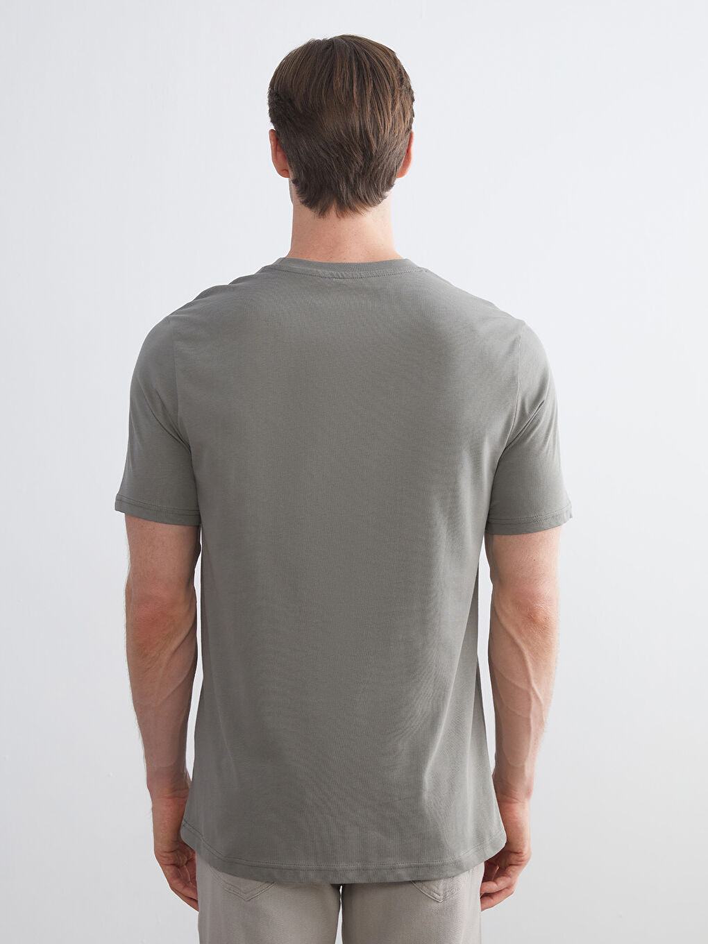 Yeşil Bisiklet Yaka Baskılı Penye Erkek Tişört-3