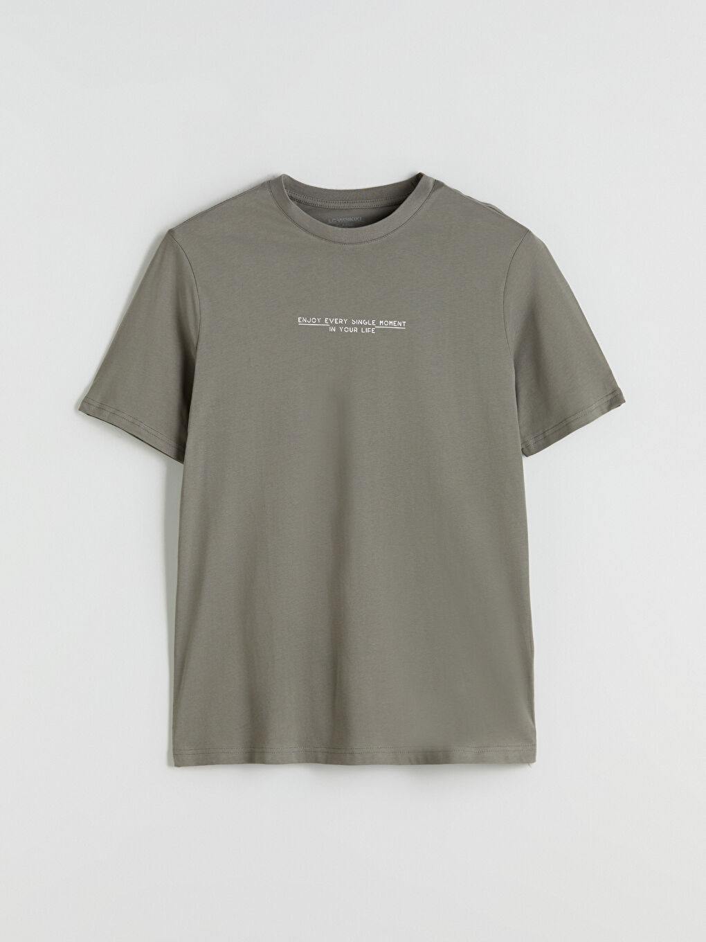 Yeşil Bisiklet Yaka Baskılı Penye Erkek Tişört-4