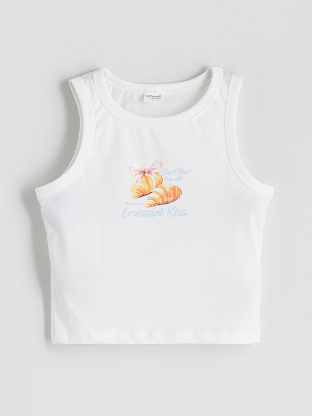 Ekru Bisiklet Yaka Kız Çocuk Pijama Üst