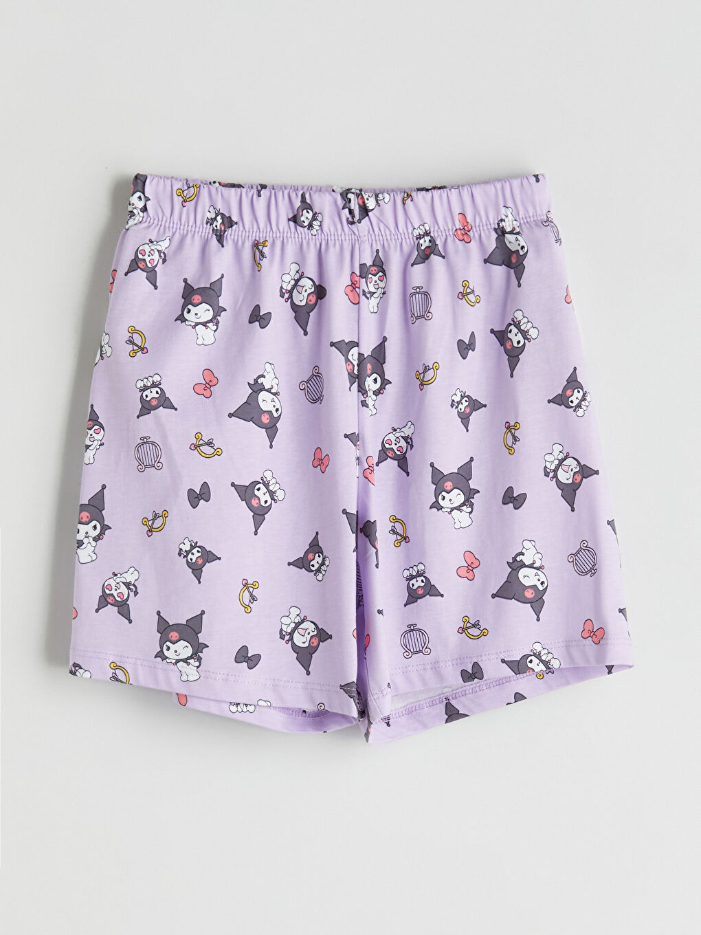 Crew Neck Kuromi Printed Girls' Short Pyjama Set-6