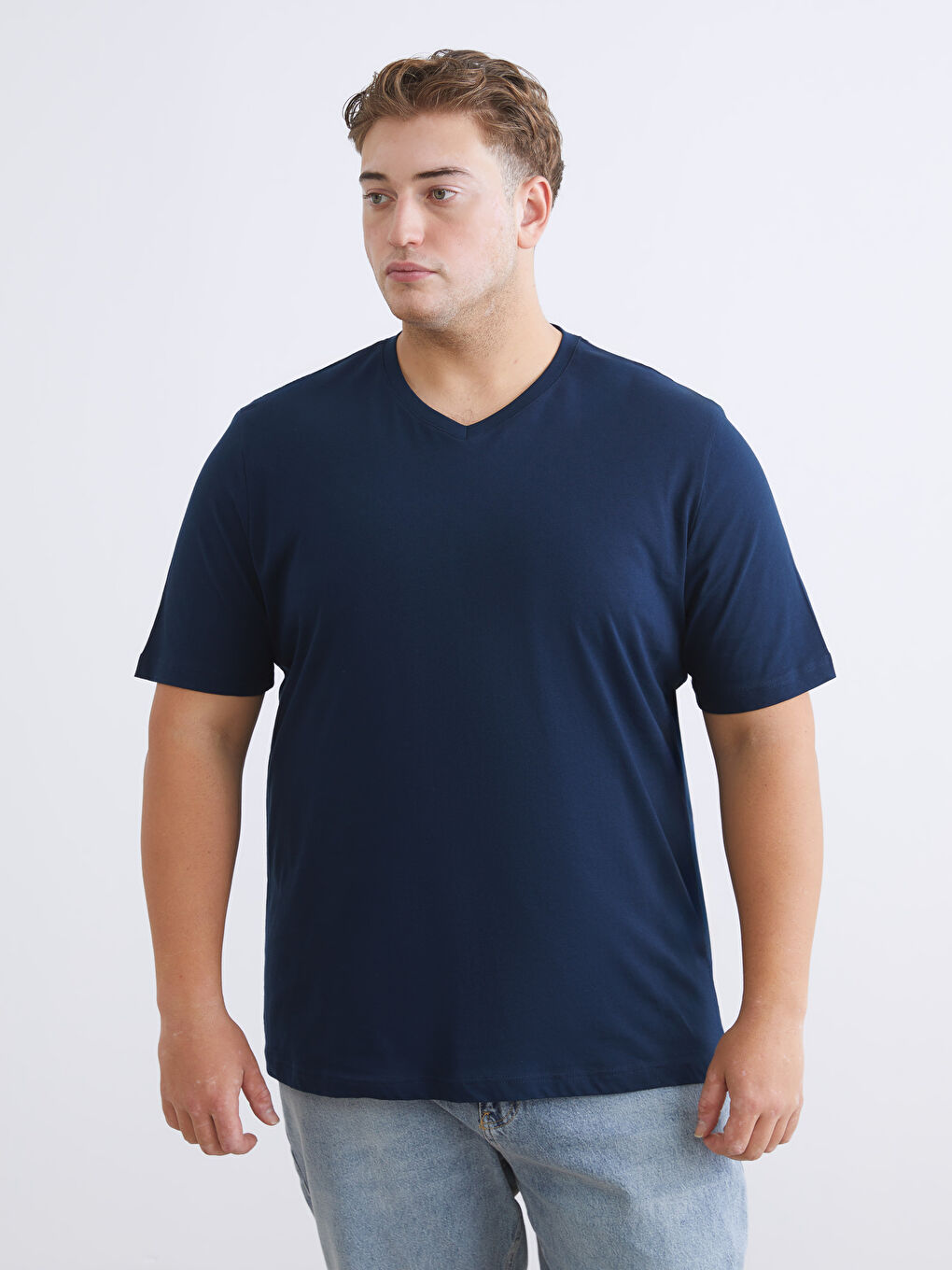 Siyah V Yaka Penye Erkek Tişört 3'lü Paket-6