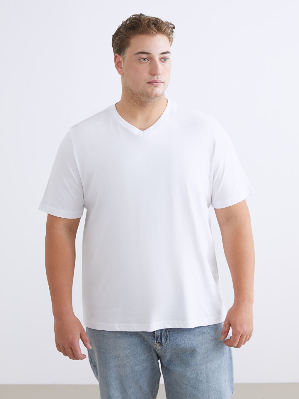 Siyah V Yaka Penye Erkek Tişört 3'lü Paket-9