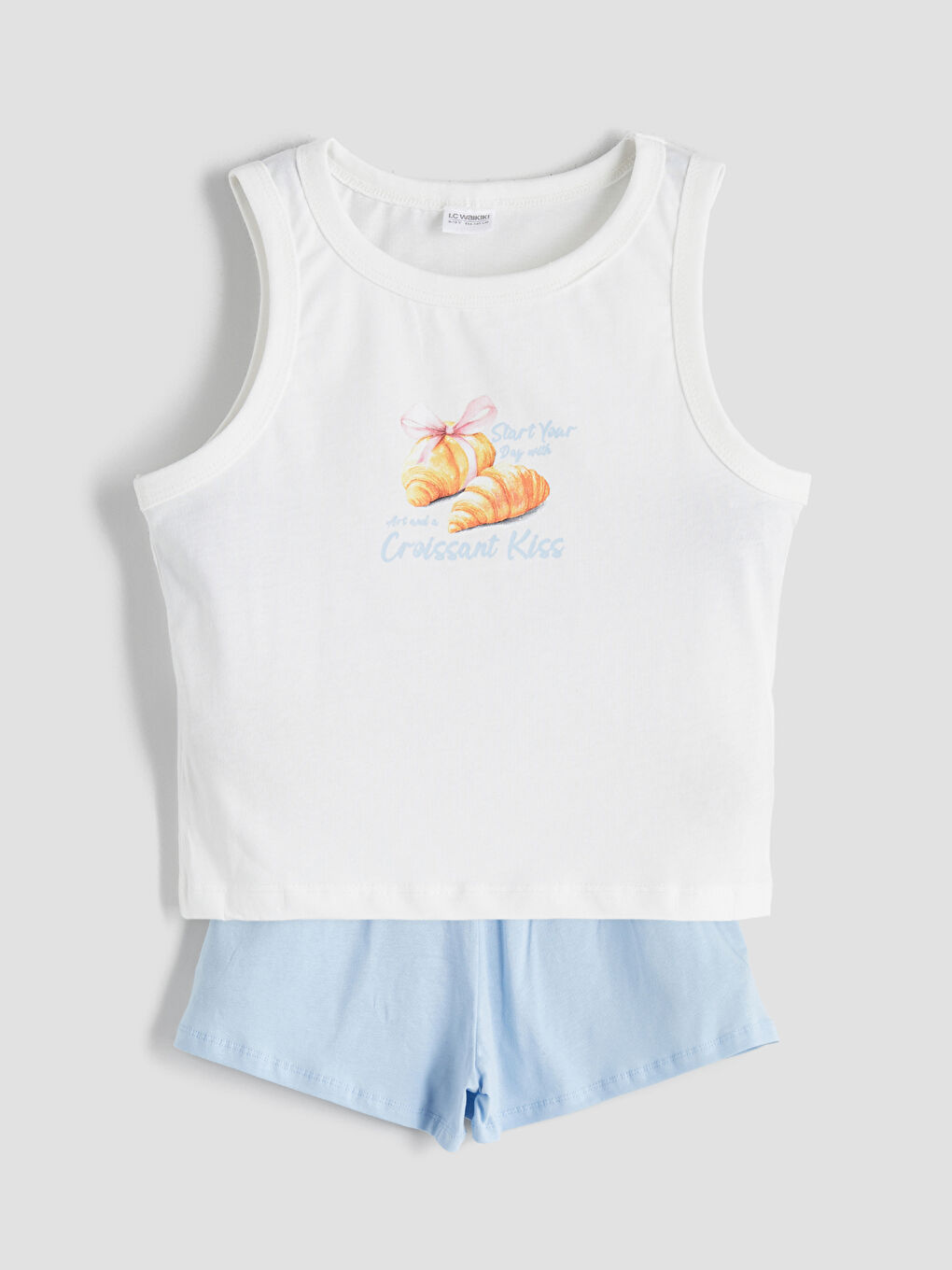 LCW Kids Crew Neck Girls' Shortie Pyjama Set -S5S912Z4-FDU