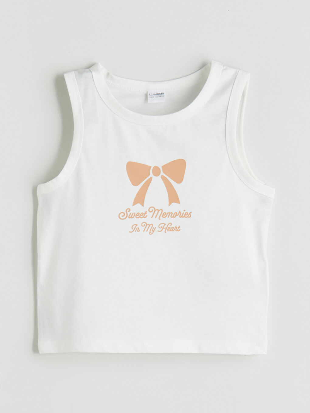 LCW Kids Crew Neck Bow Printed Girls' Shortie Pyjama Set -S5S913Z4-FDU