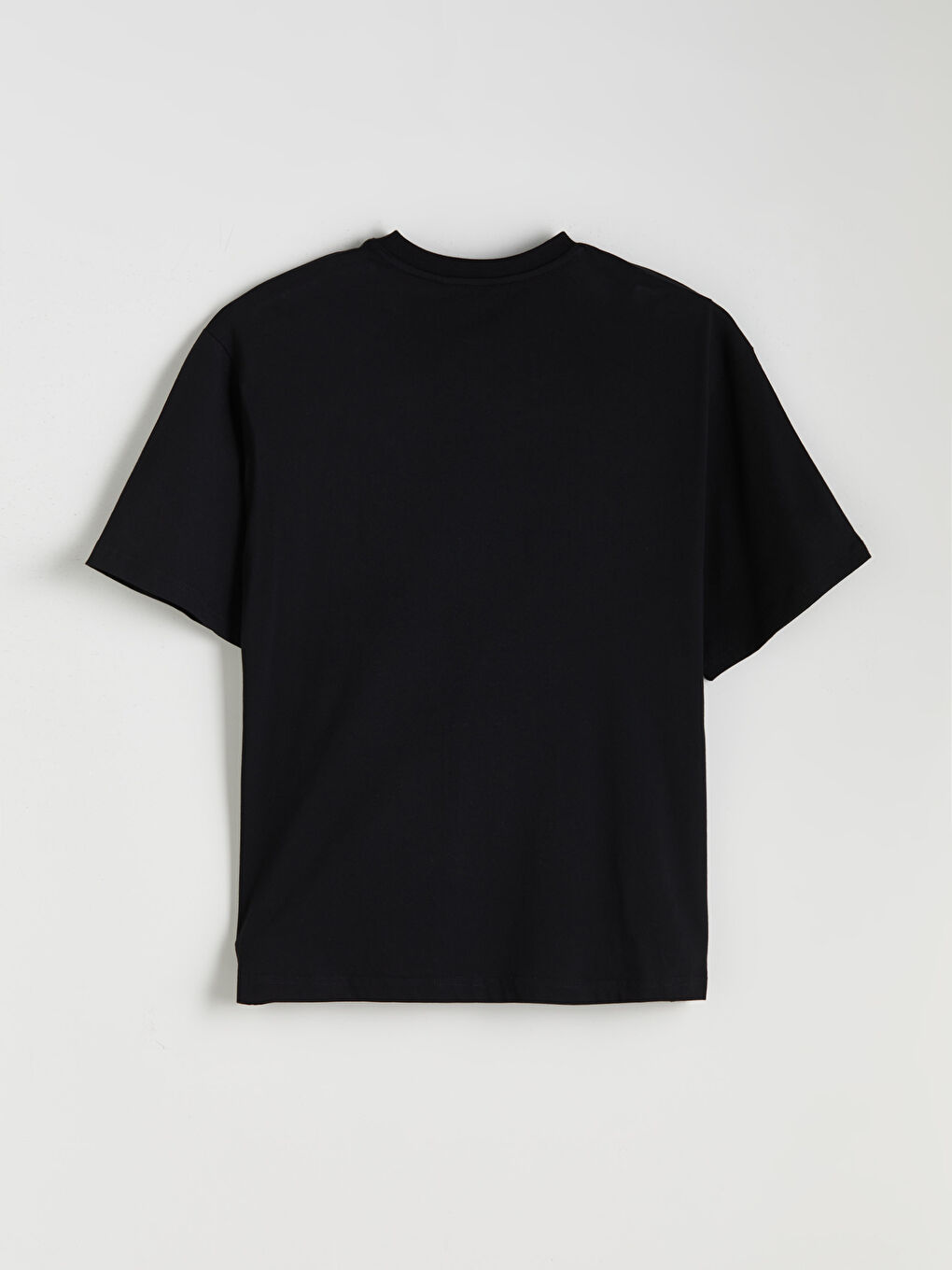 Siyah Bisiklet Yaka Baskılı Penye Erkek Tişört-5