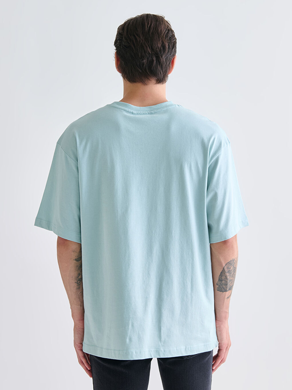 Mavi Bisiklet Yaka Nakışlı Erkek Tişört-3