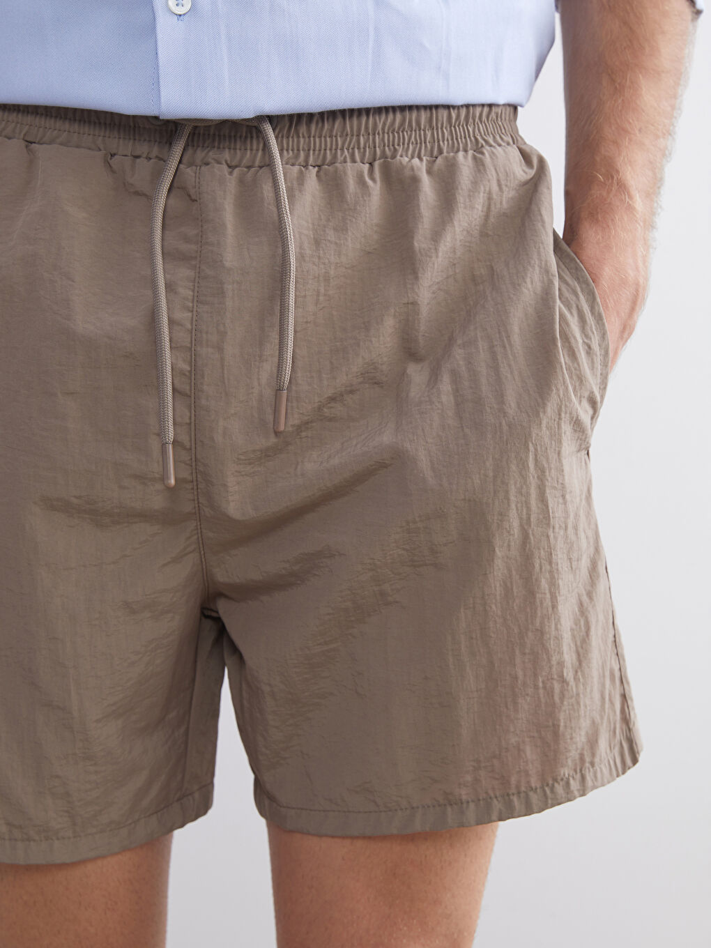 Kahverengi Kısa Boy Erkek Deniz Şortu-2