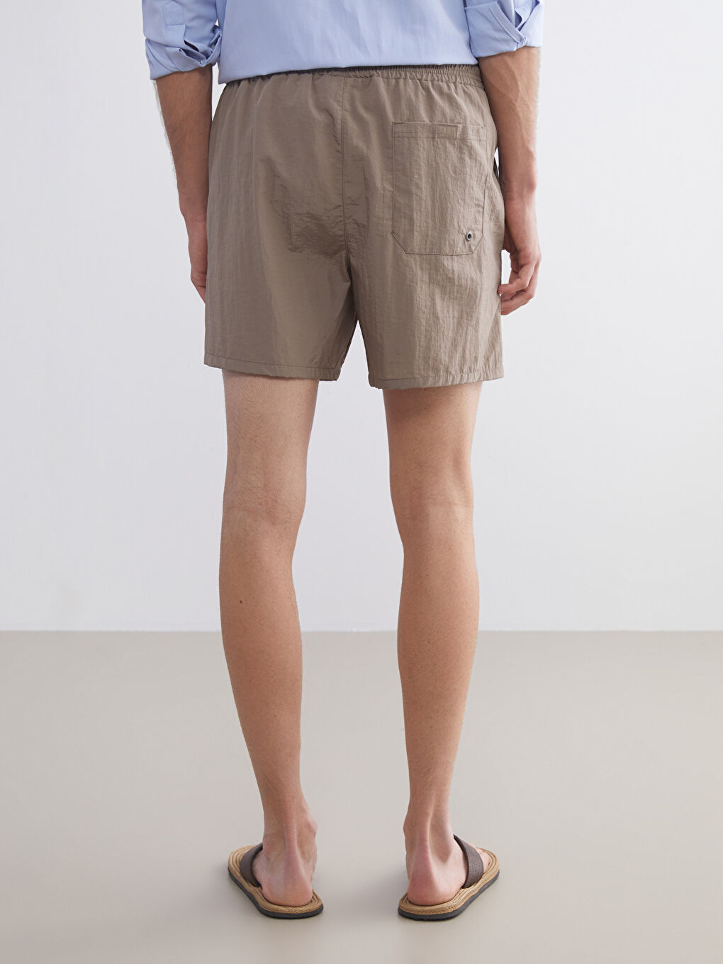 Kahverengi Kısa Boy Erkek Deniz Şortu-3