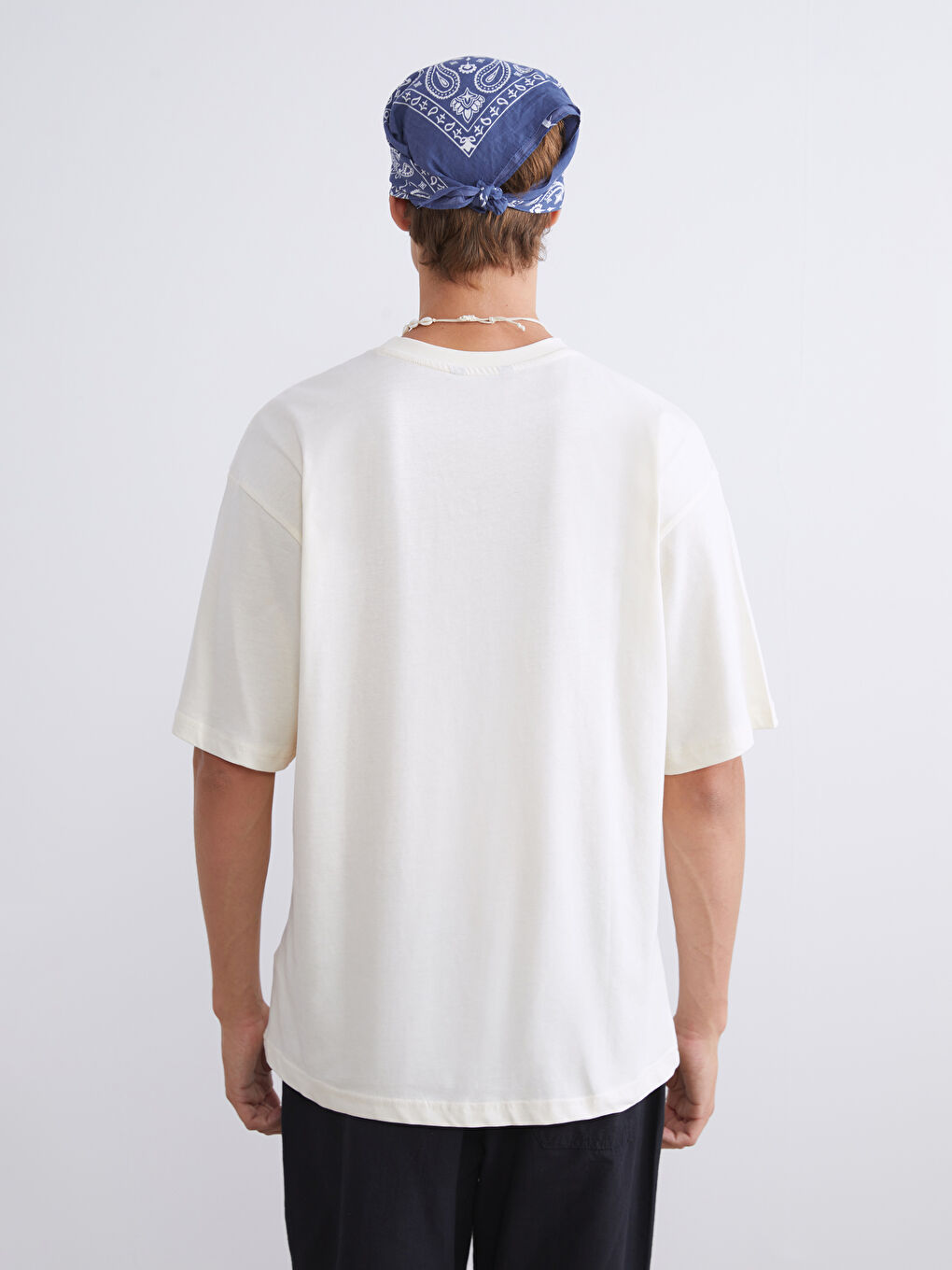 Sarı Bisiklet Yaka Baskılı Penye Erkek Tişört-3