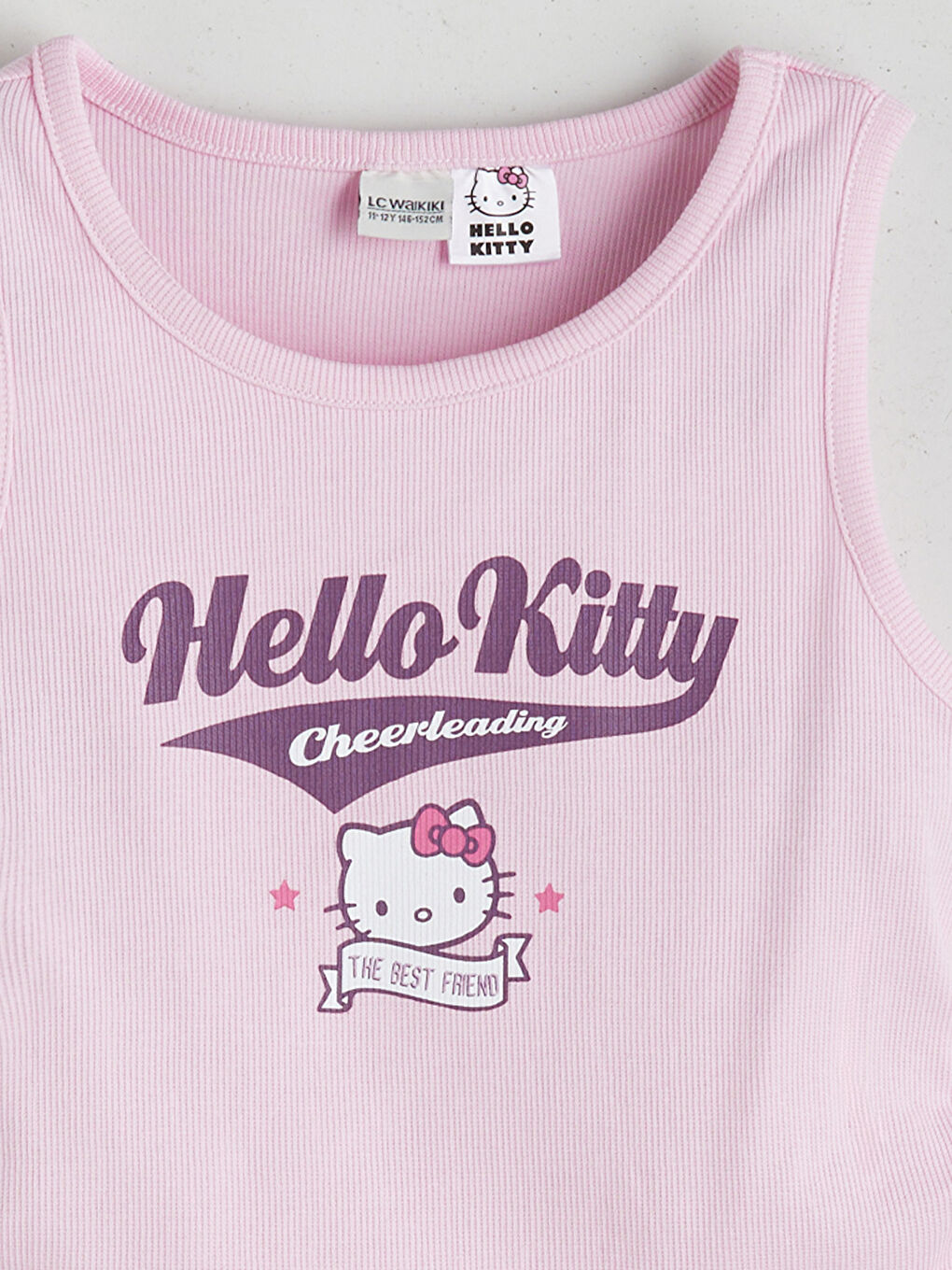 Pembe Bisiklet Yaka Hello Kitty Baskılı Kız Çocuk Crop Atlet-2