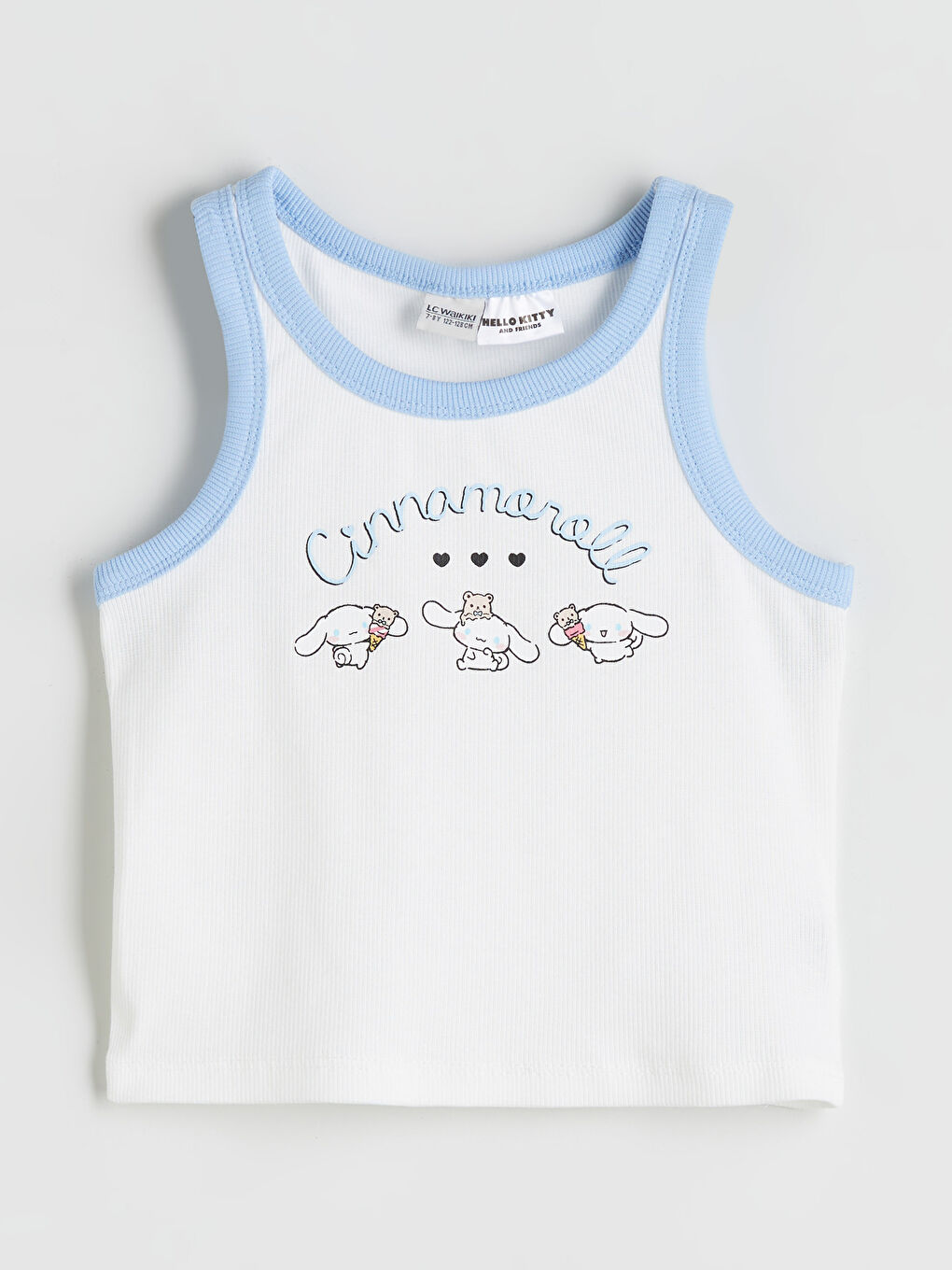 Ekru Bisiklet Yaka Cinnamoroll Baskılı Kız Çocuk Crop Atlet