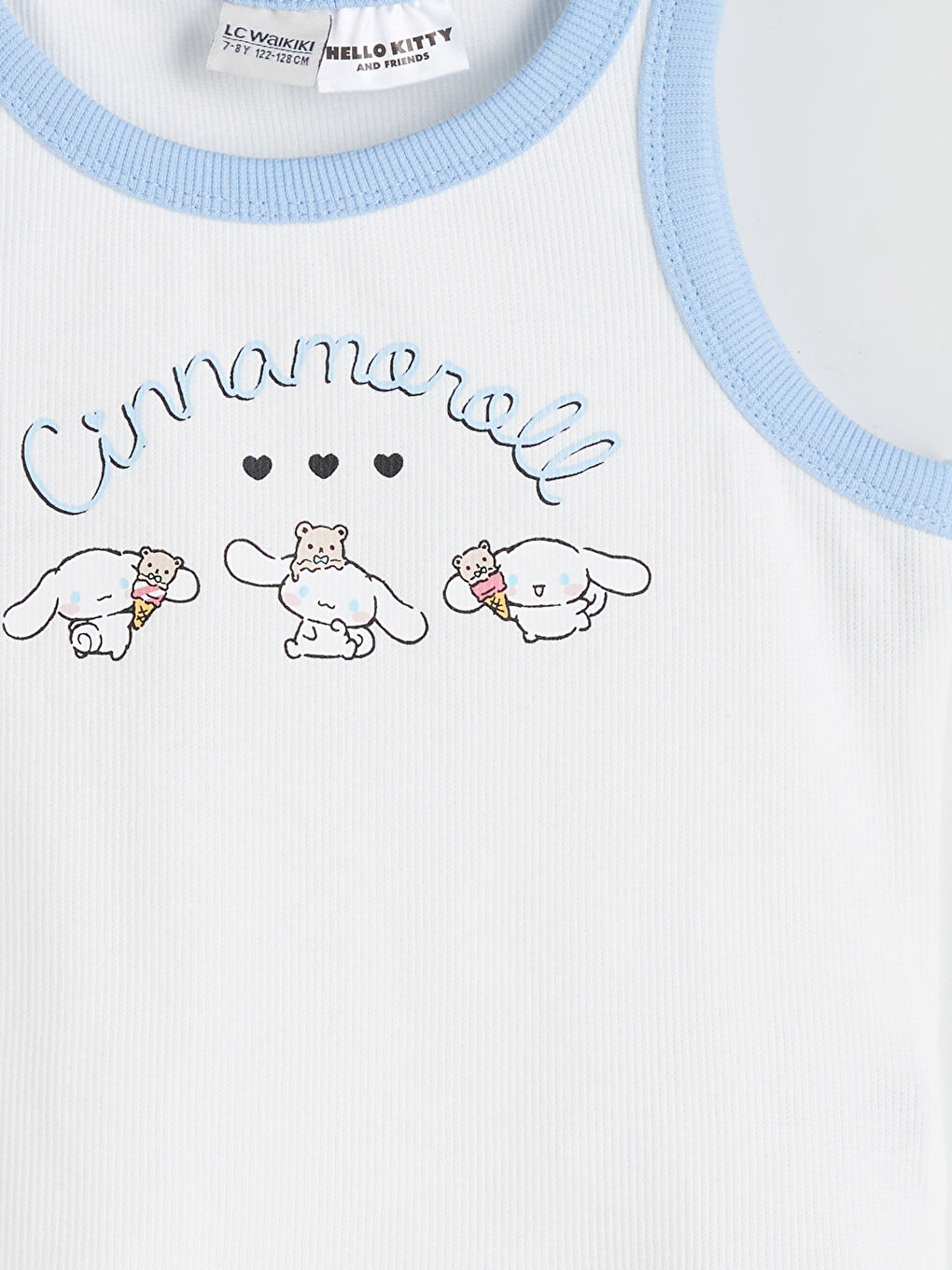 Ekru Bisiklet Yaka Cinnamoroll Baskılı Kız Çocuk Crop Atlet-2