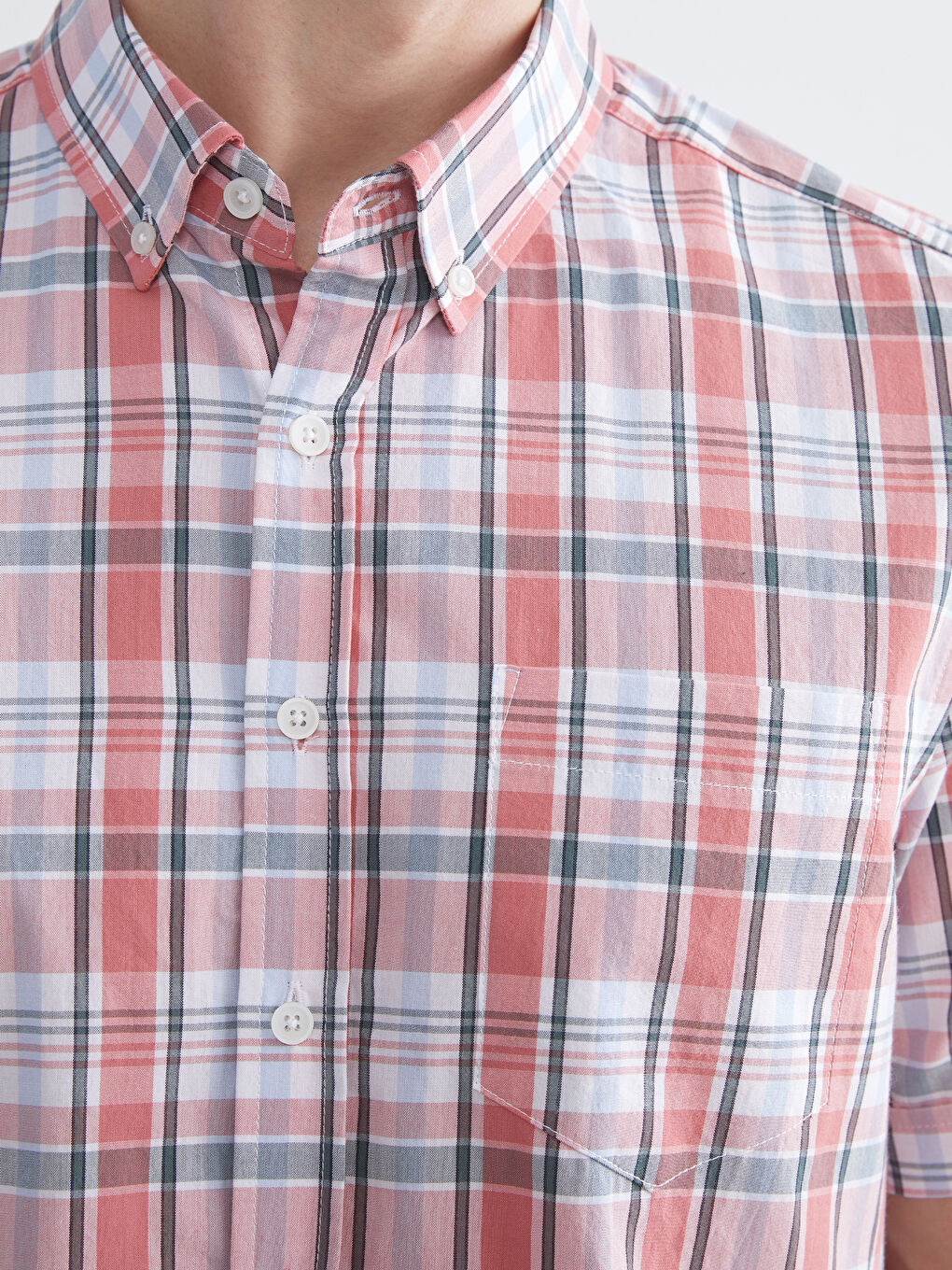 Mercan Regular Fit Kısa Kollu Ekose Erkek Gömlek-2