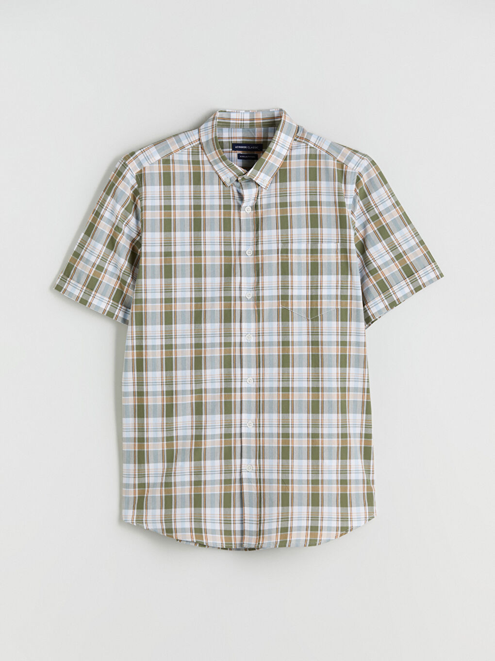 Yeşil Regular Fit Kısa Kollu Ekose Erkek Gömlek-4