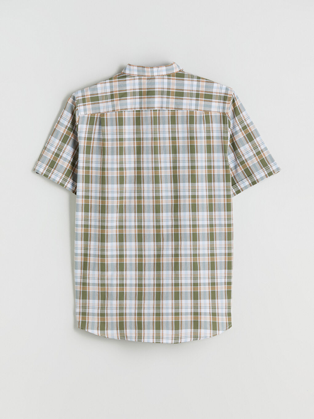 Yeşil Regular Fit Kısa Kollu Ekose Erkek Gömlek-5