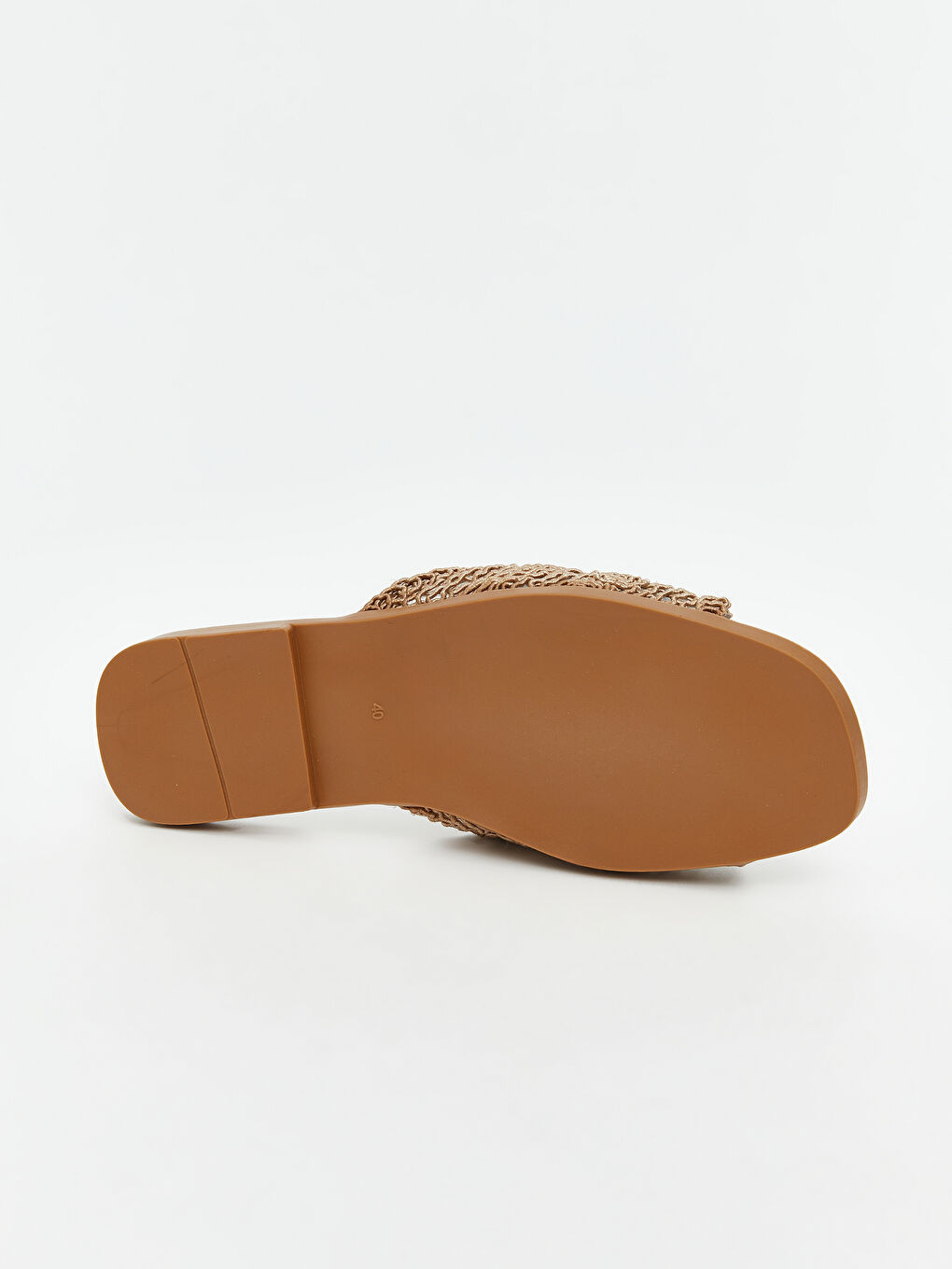 Bej Örgülü Tek Bantlı Kadın Terlik-3