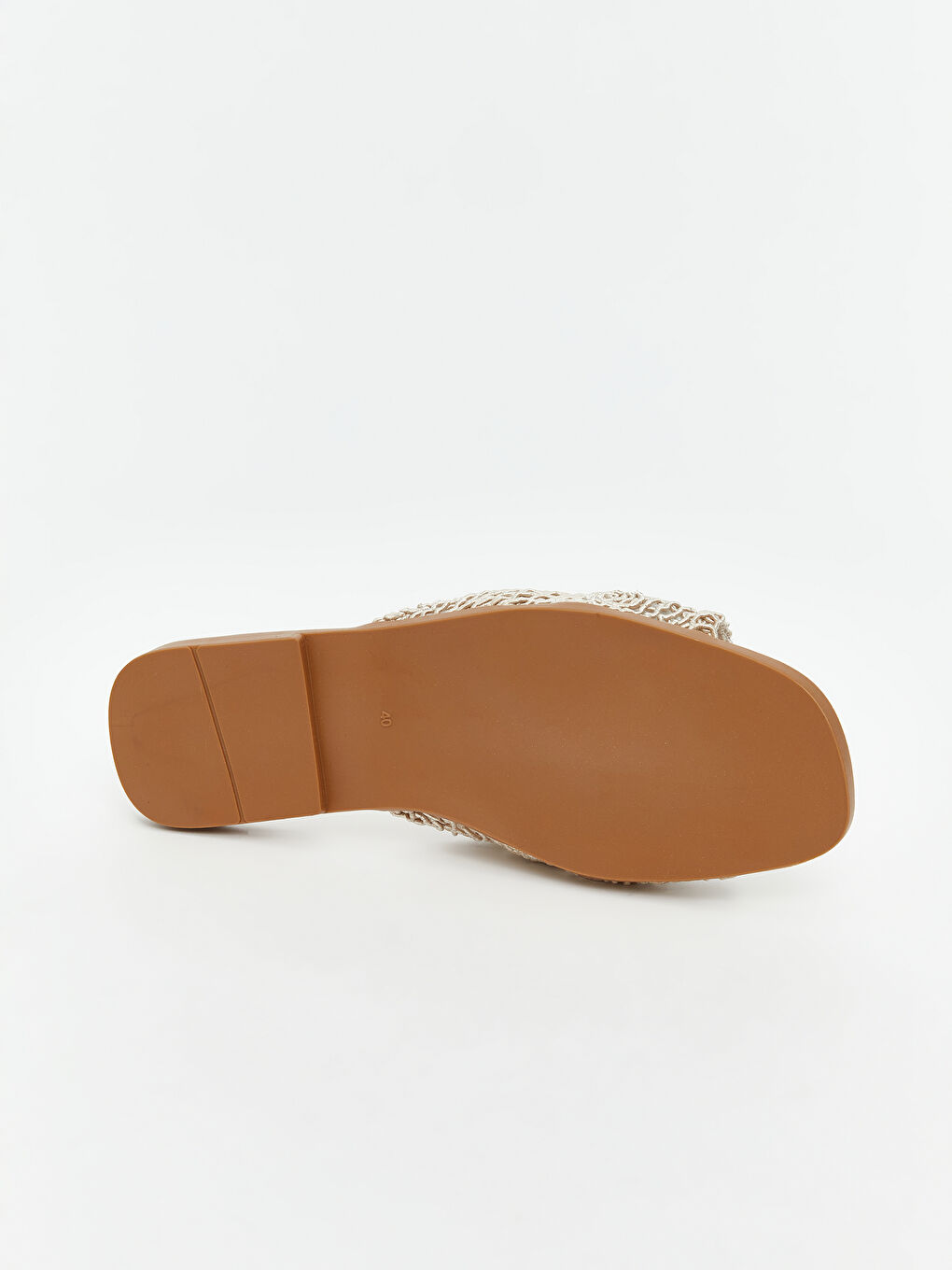 Bej Örgülü Tek Bantlı Kadın Terlik-3