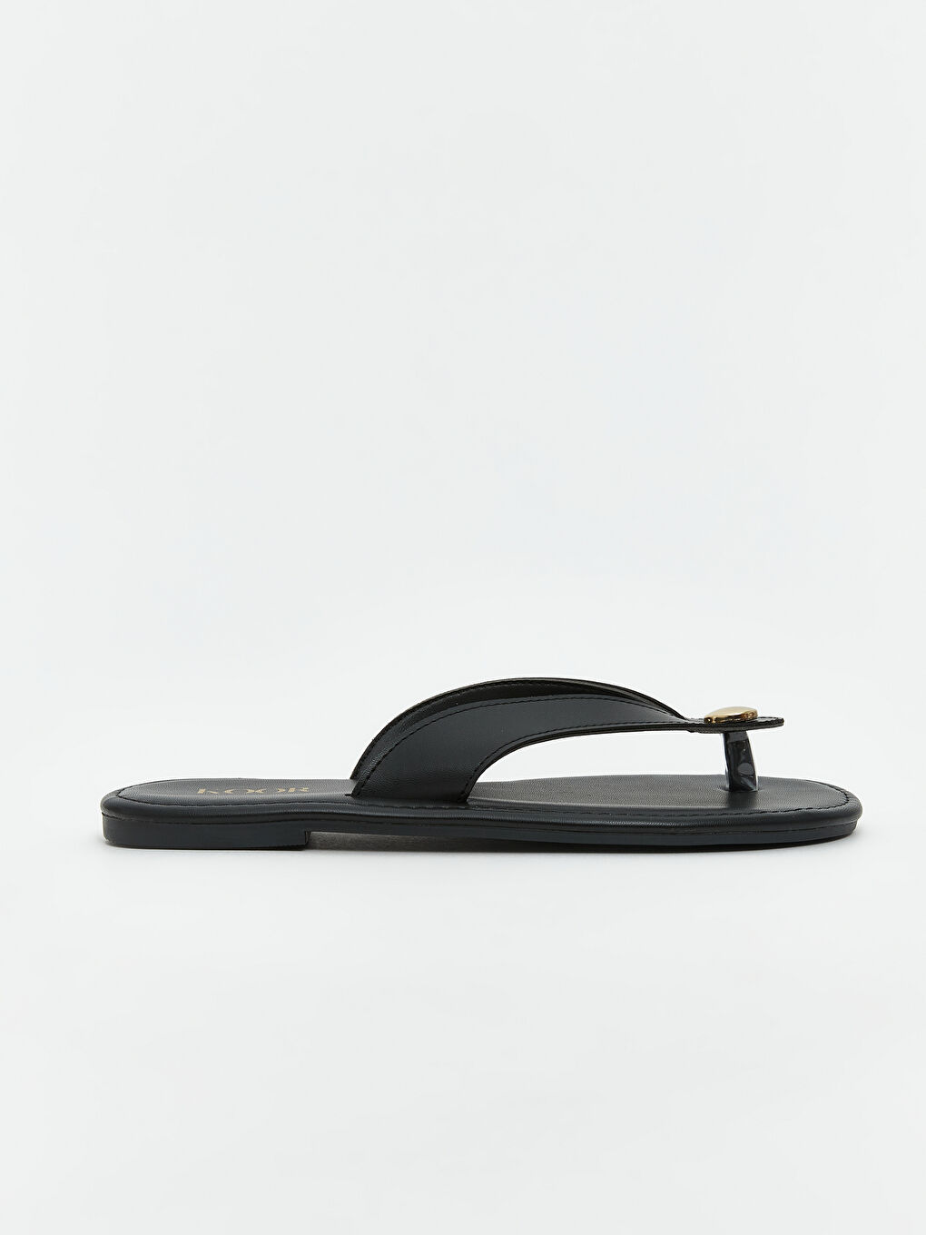 Siyah Deri Görünümlü Kadın Parmak Arası Terlik-1