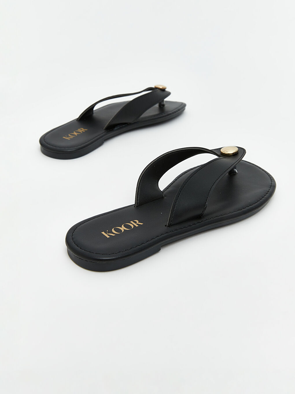 Siyah Deri Görünümlü Kadın Parmak Arası Terlik-4