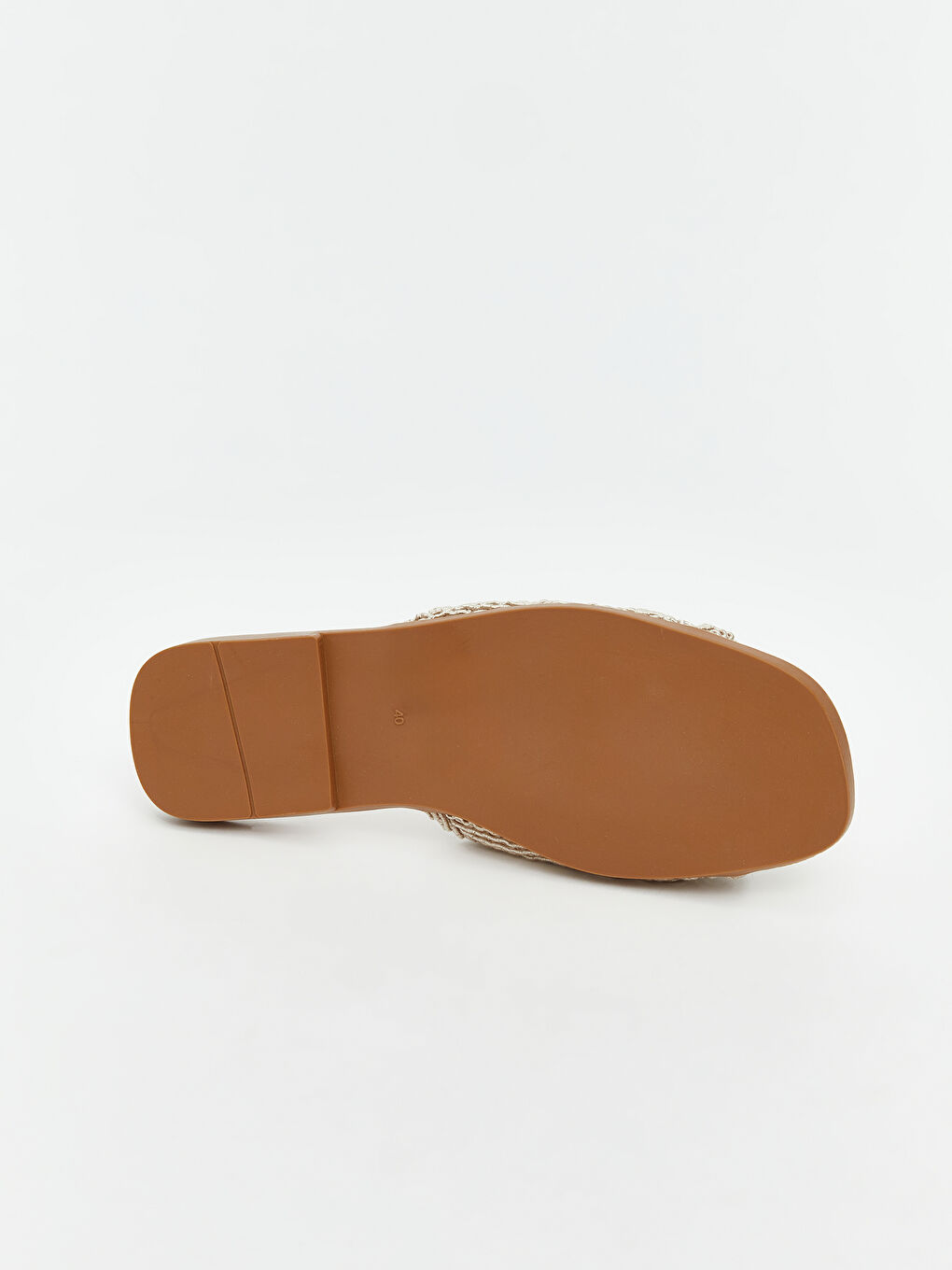 Bej Örgülü Tek Bantlı Kadın Terlik-3