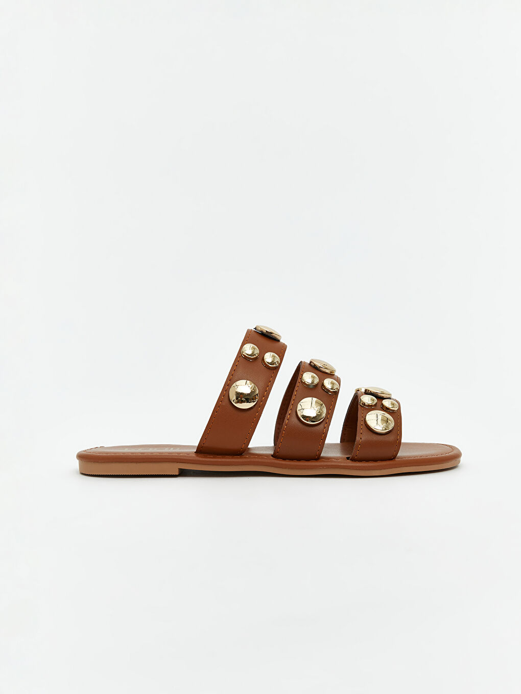 Bej Deri Görünümlü Kadın Terlik-1